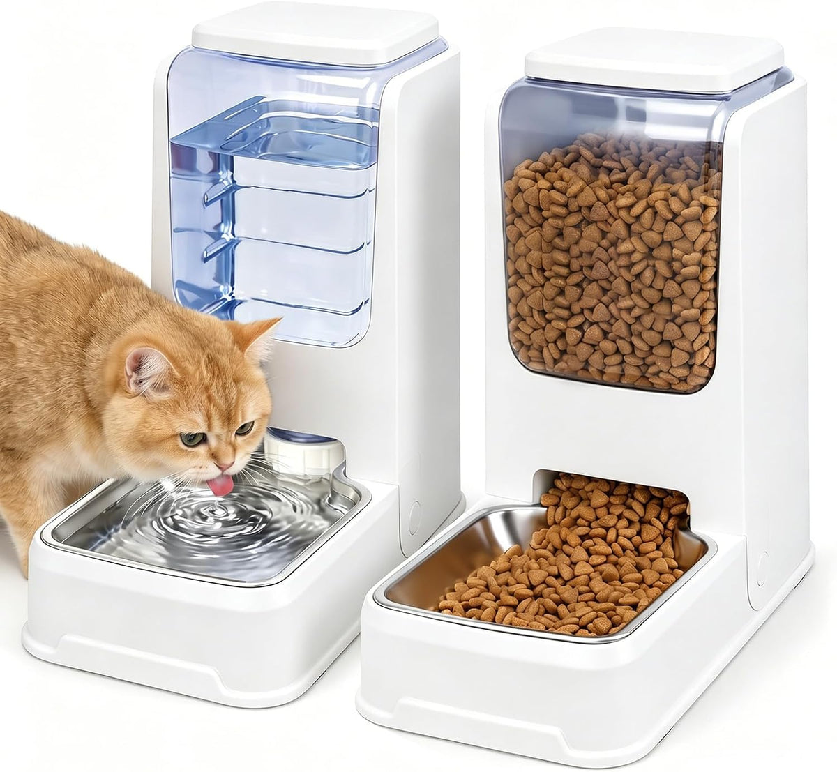 Juego de alimentador automático para gatos y dispensador de agua co...