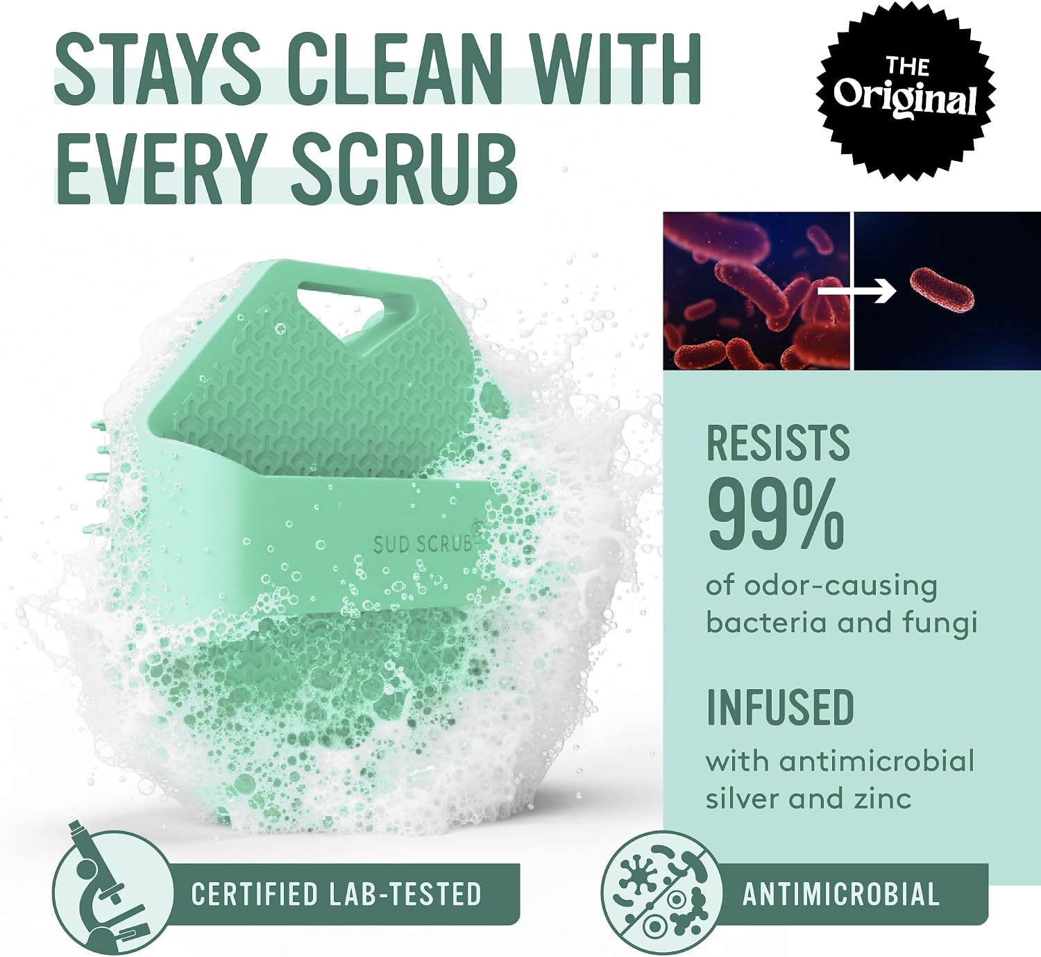 Sud Scrub® Depurador corporal de silicona antimicrobiano, cepillo e...