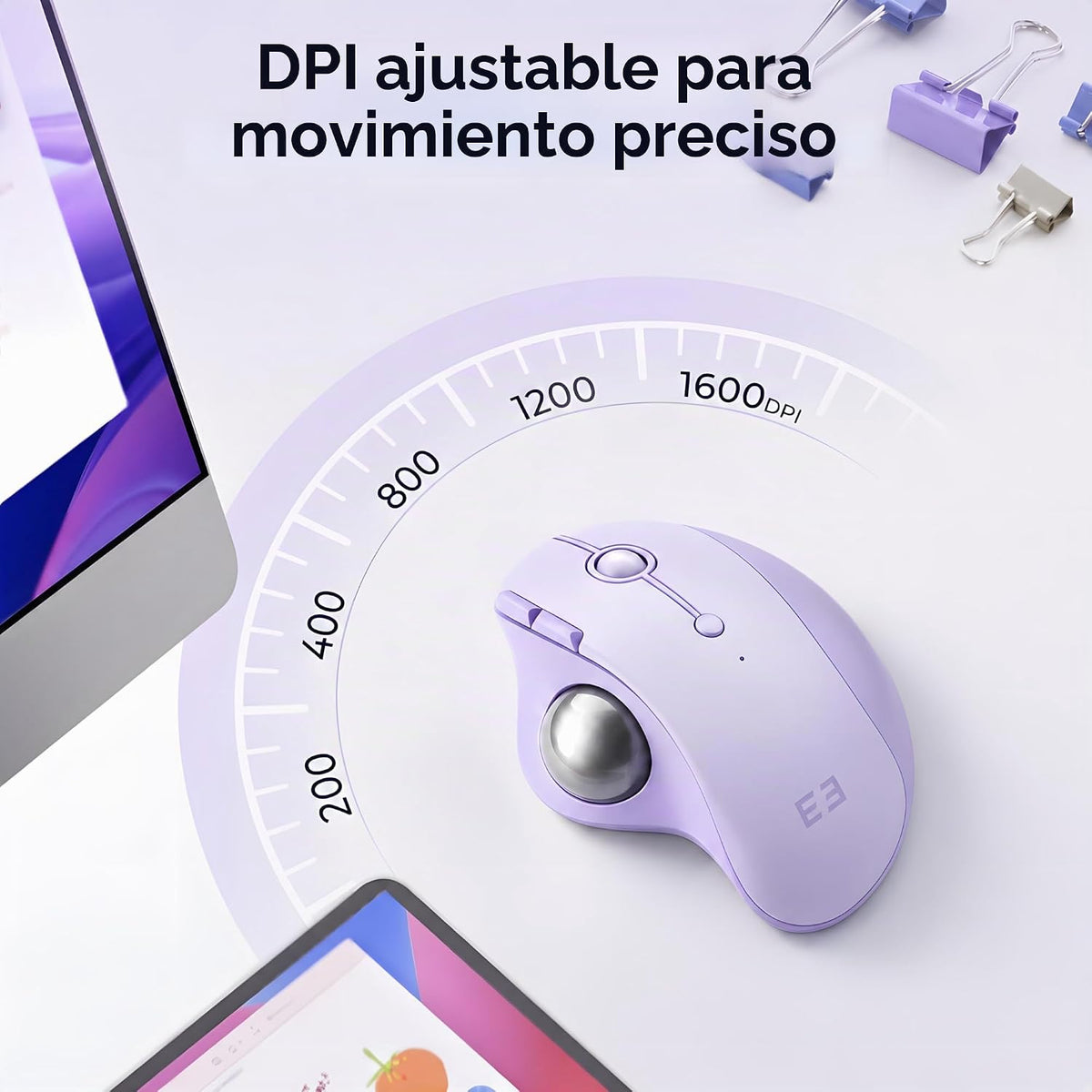 seenda Ratón inalámbrico Trackball, ratón ergonómico Bluetooth, col...