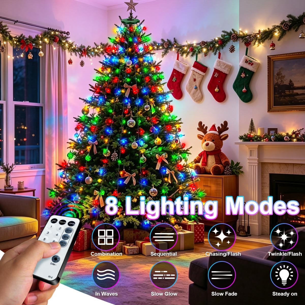 Luces para árbol de Navidad, luces de decoración de árbol, luces de...