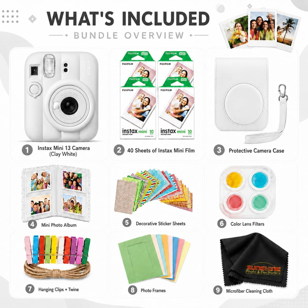 FUJIFILM Instax Mini 13 - Cámara de película instantánea (blanco ar...