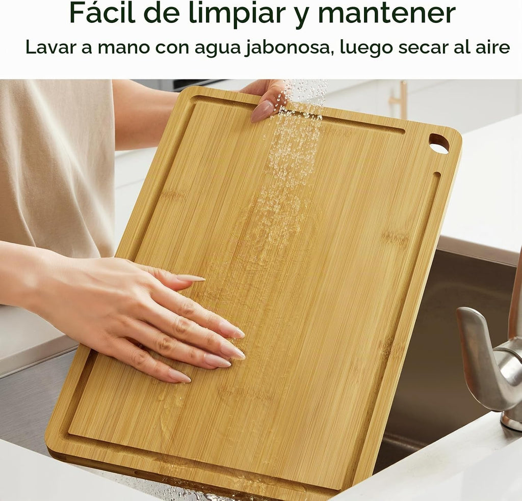 Keechee Juego de 4 tablas de cortar de madera natural para cocina c...