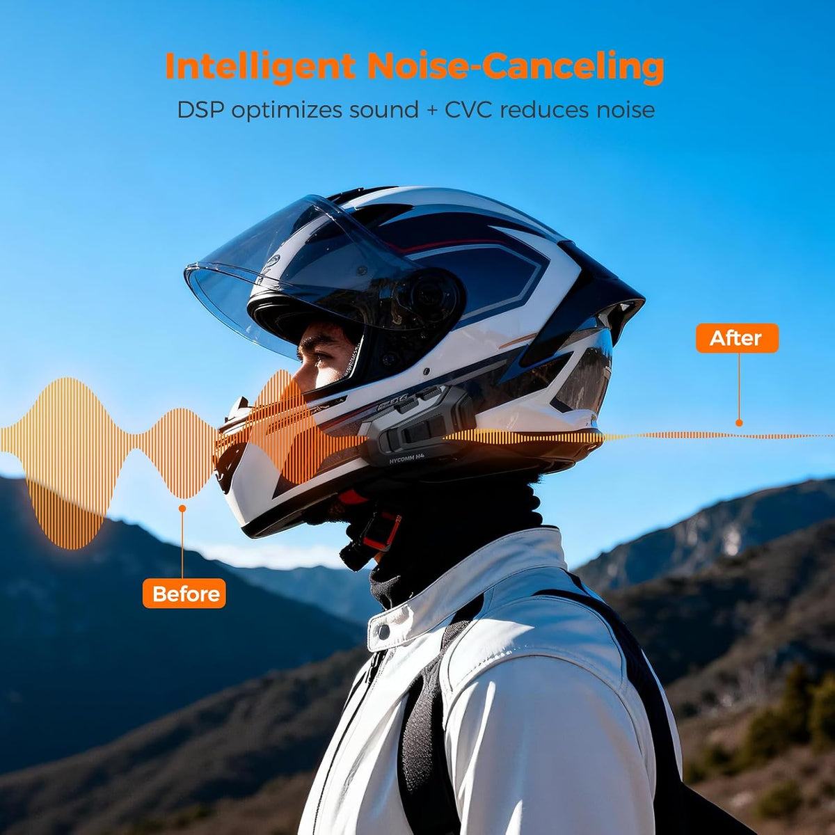 HYCOMM Auriculares Bluetooth de la motocicleta H4, sistema de comun...