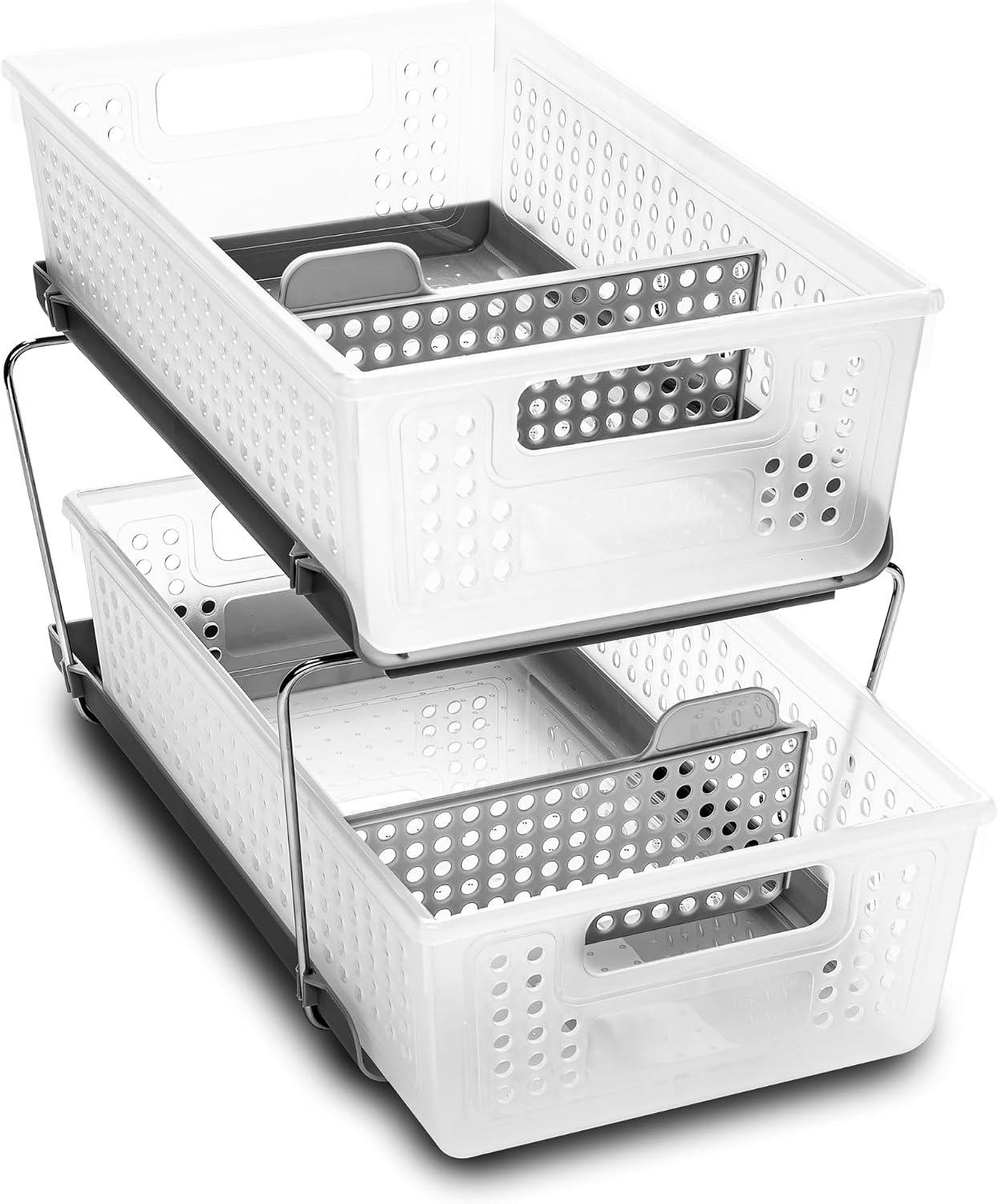madesmart Organizador de 2 niveles, almacenamiento deslizable para...