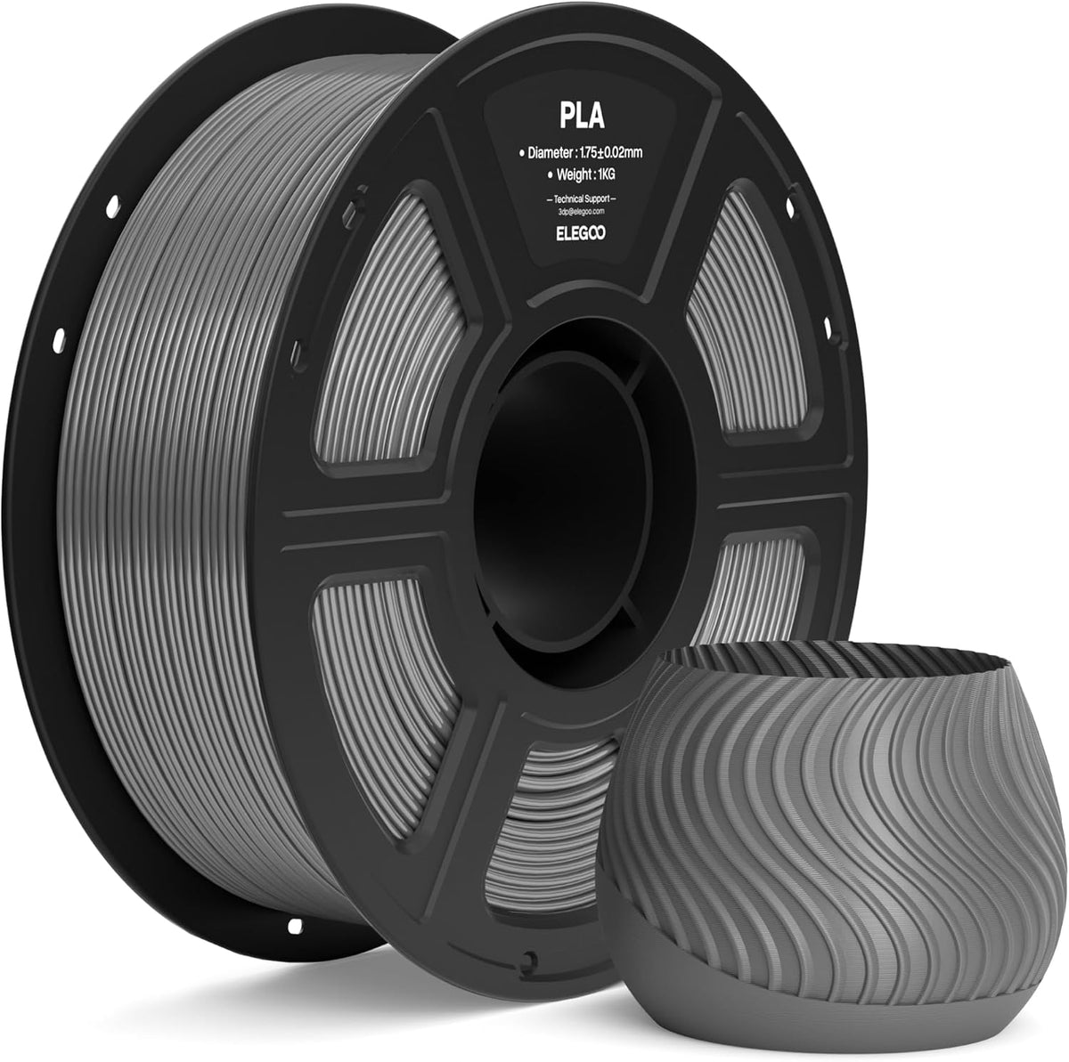 ELEGOO Filamento PLA 1.75mm Gris Espacial 1KG, Filamento para Impre...