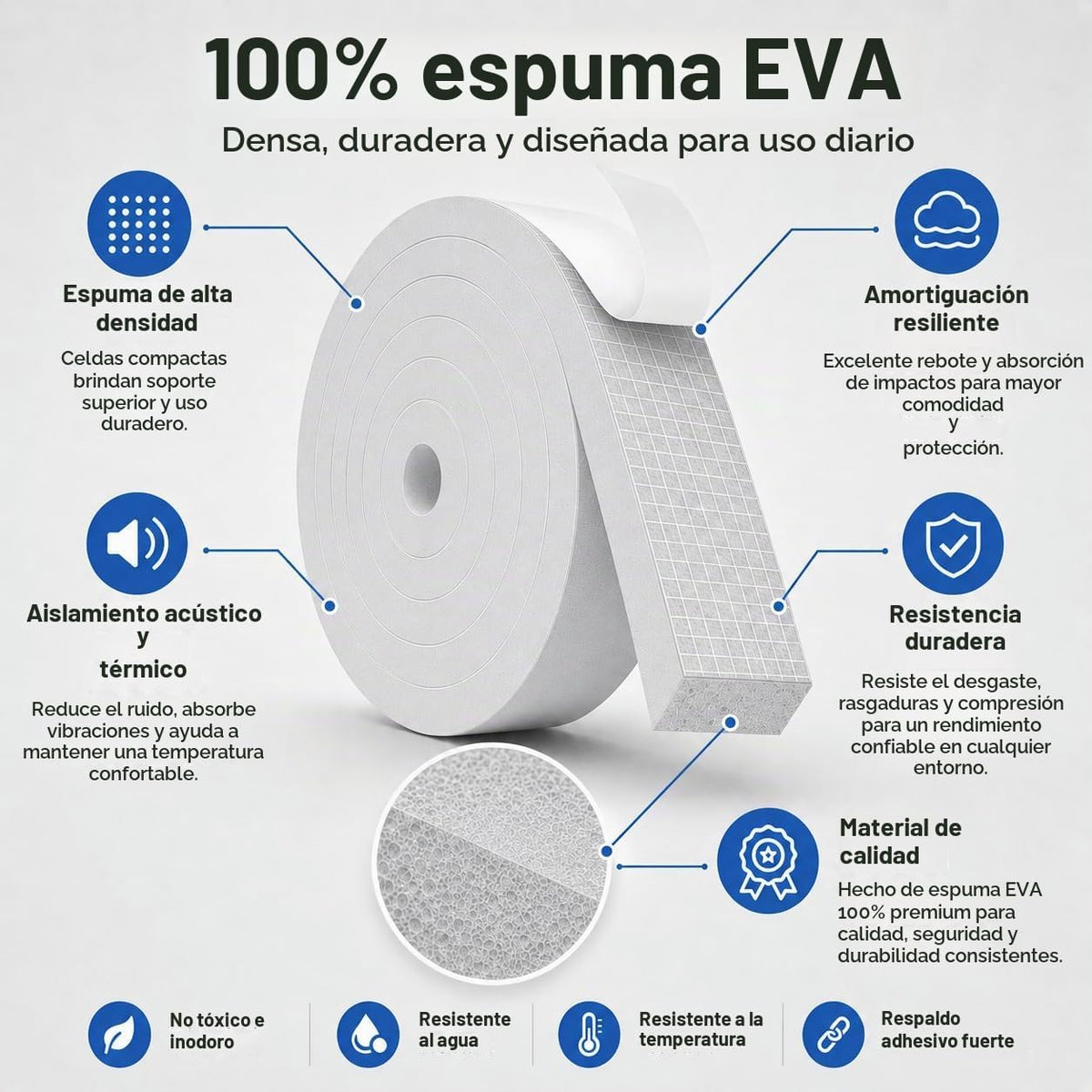 Bantie Tiras de espuma EVA de 1"×1" con cinta adhesiva de b...