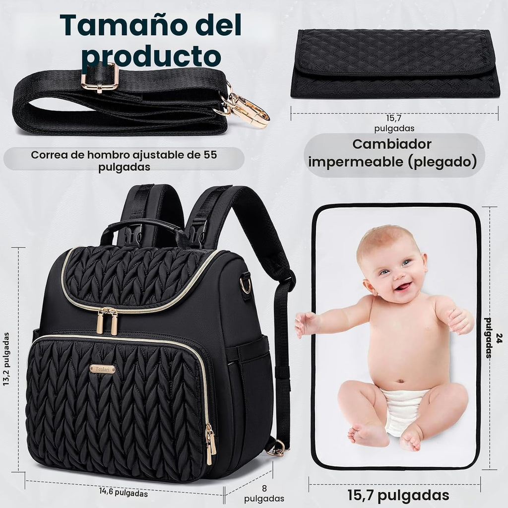 Tealari Mochila de pañales convertible 4 en 1, bolsa de pañales imp...