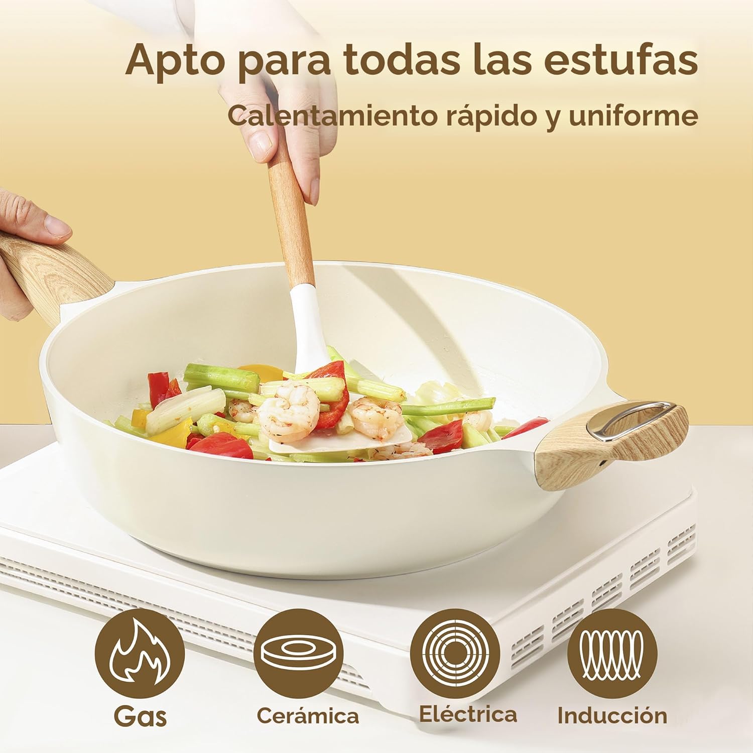 SENSARTE Juego de utensilios de cocina de cerámica, juego de ollas...