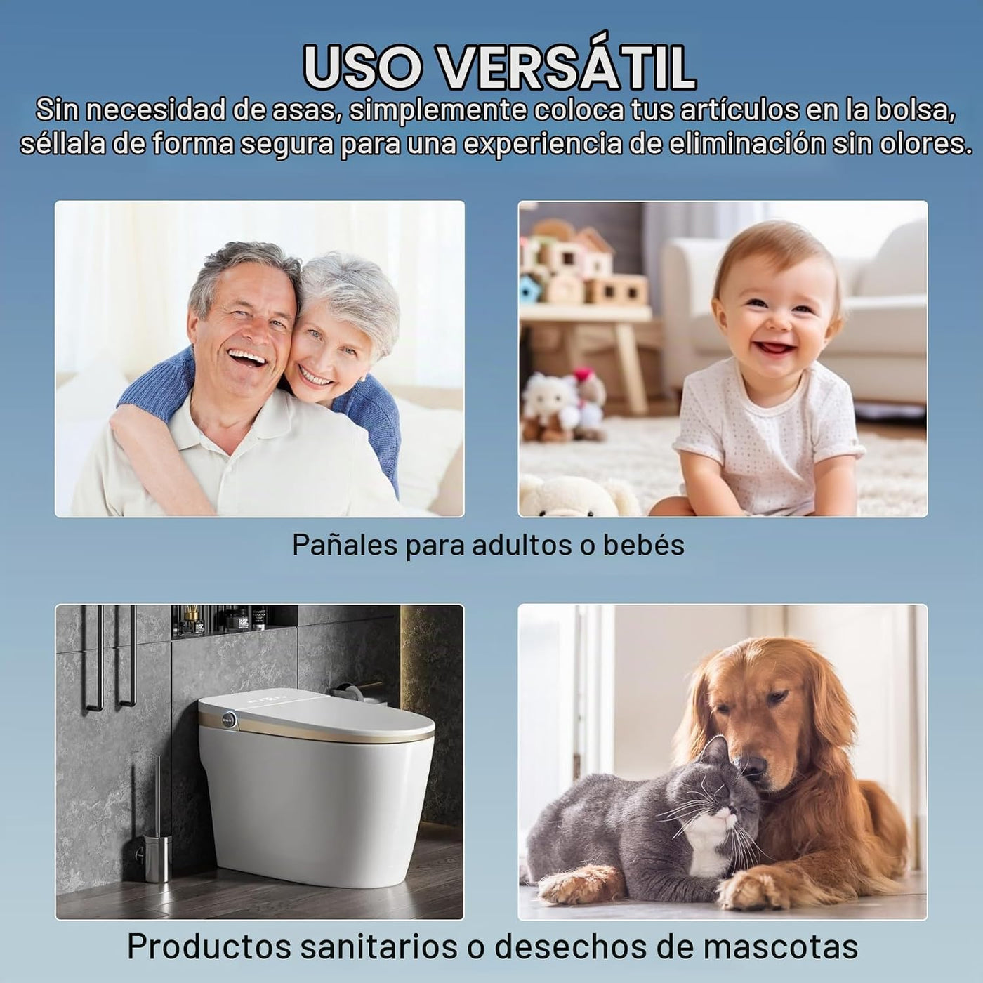 Calvana 100 bolsas desechables extra gruesas para adultos, bolsas d...