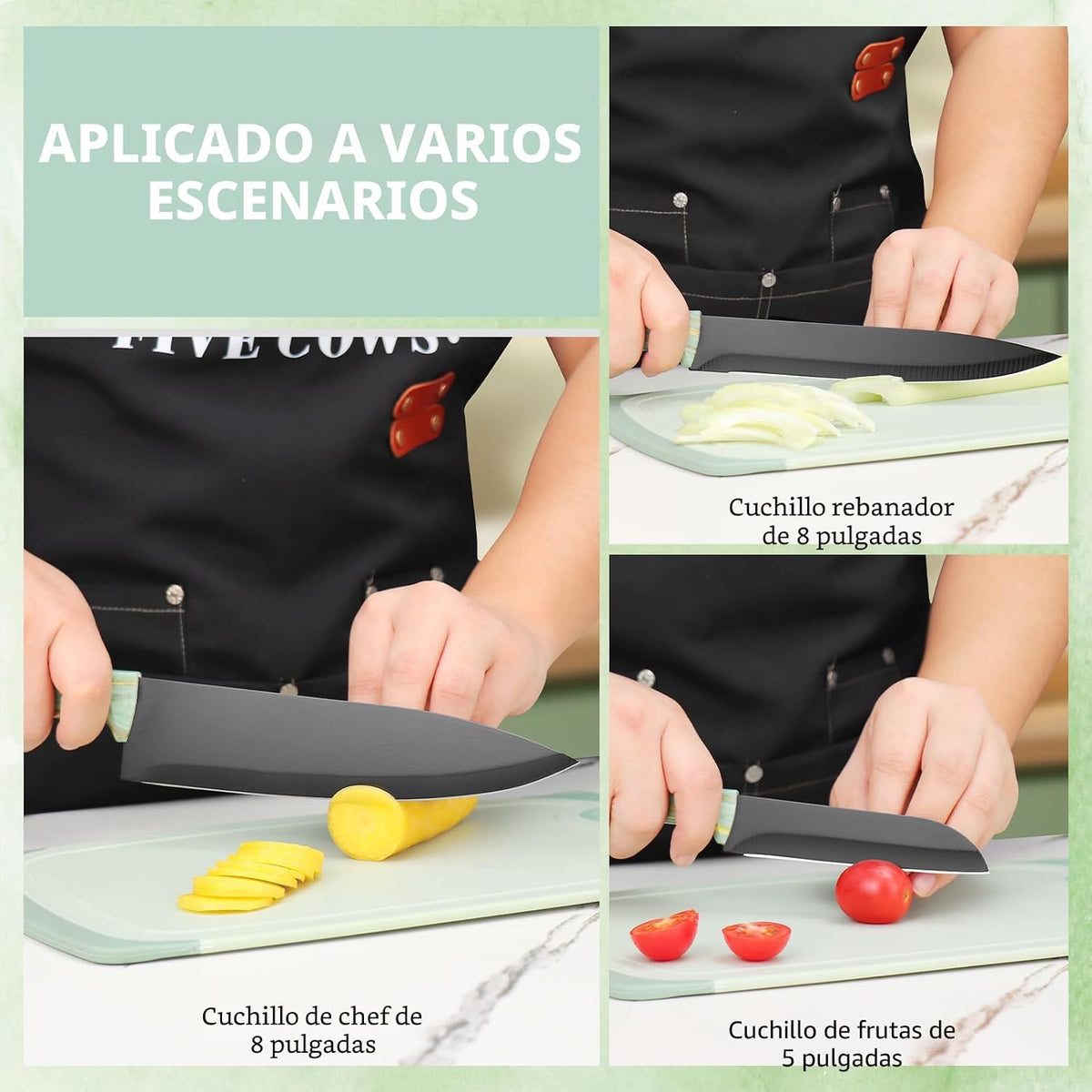 Juego de Cuchillos de Cocina de 16 Piezas con Bloque y Tabla de Cor...