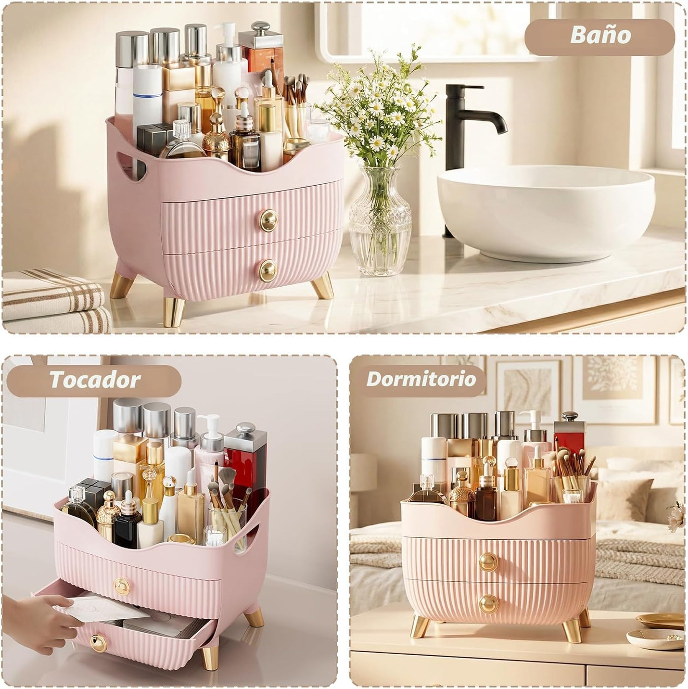 Organizador de maquillaje para encimera, organizador de cuidado de...