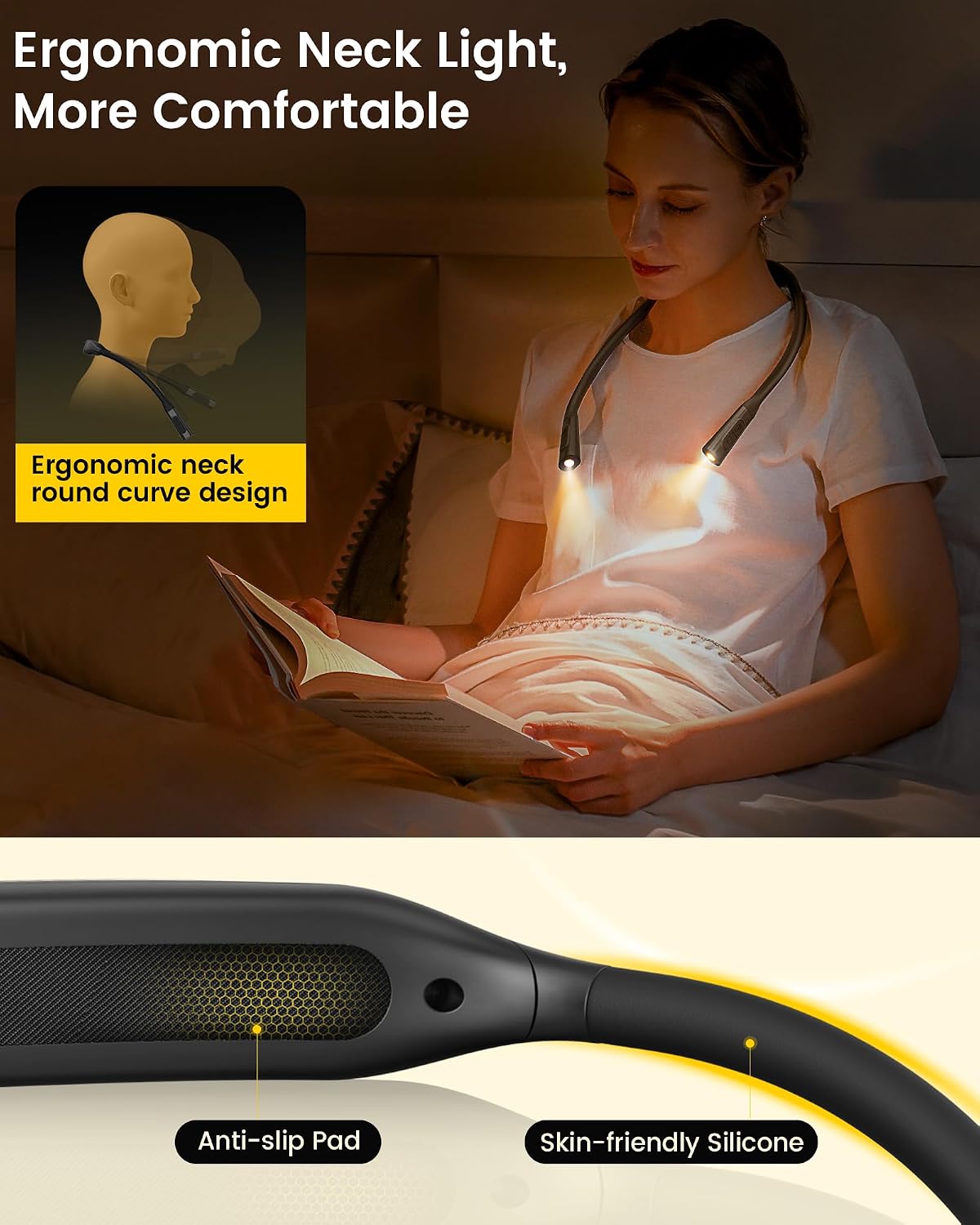 Glocusent Paquete de lectura: luz ligera para el cuello para leer e...