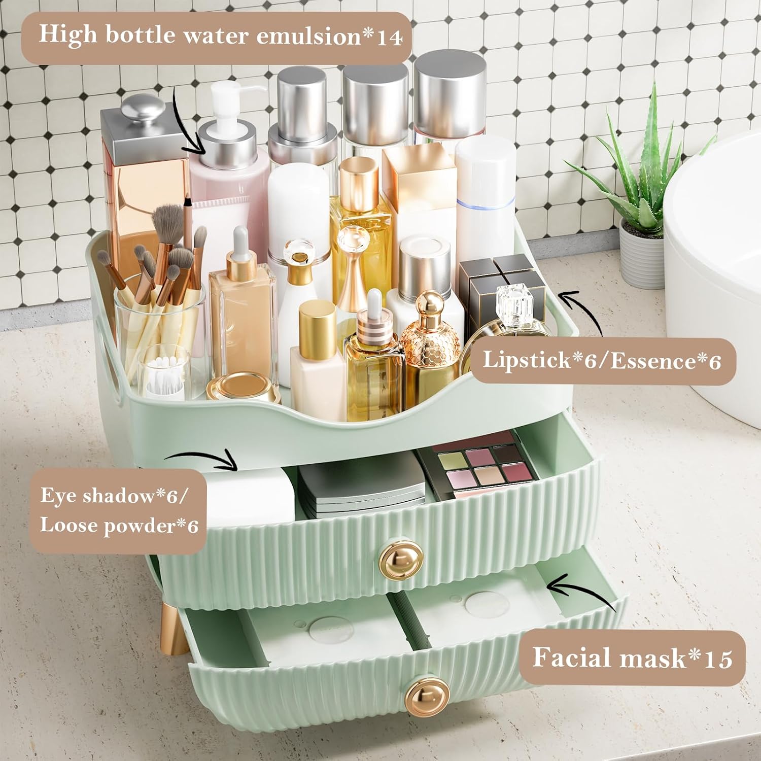 Organizador de maquillaje para encimera, organizador de cuidado de...