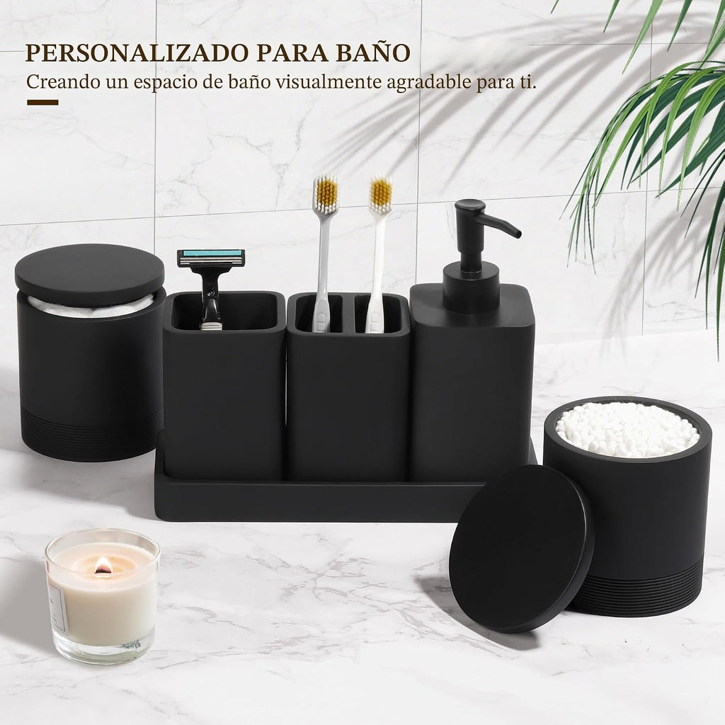 YMXYJM Juego de accesorios de baño, juego de baño de 6 piezas con s...
