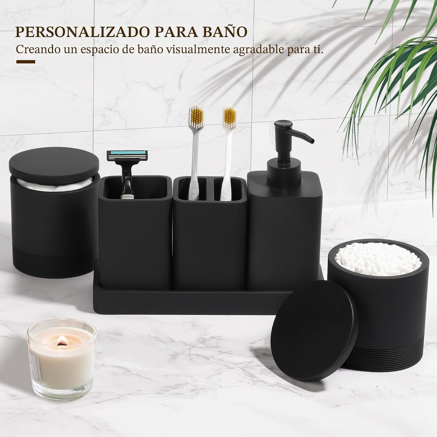 YMXYJM Juego de accesorios de baño, juego de baño de 6 piezas con s...
