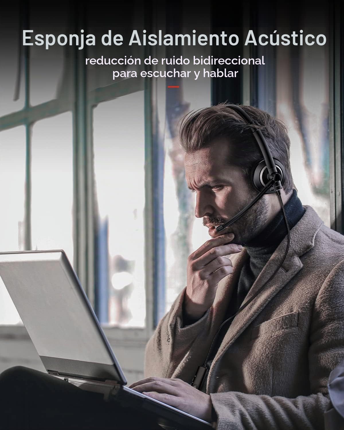 awatrue - Auriculares con cable con micrófono para PC y portátil -...