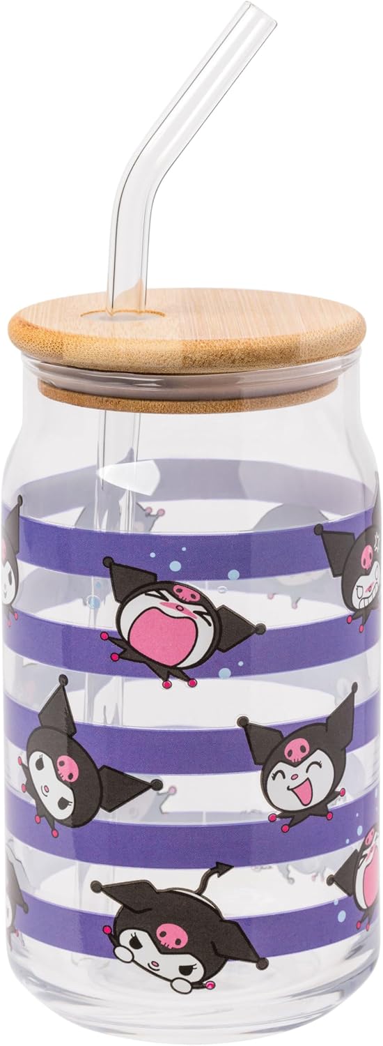 Silver Buffalo Sanrio - Vaso de vidrio de Hello Kitty y Kuromi, con...