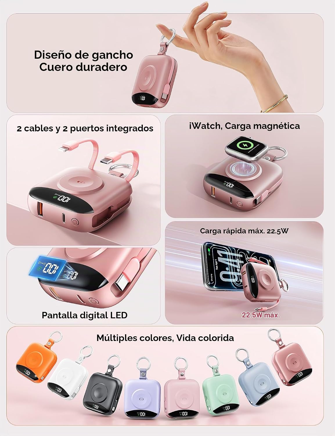 BLJIB Cargador portátil 10000mAh 22.5W Banco de energía incorporado...