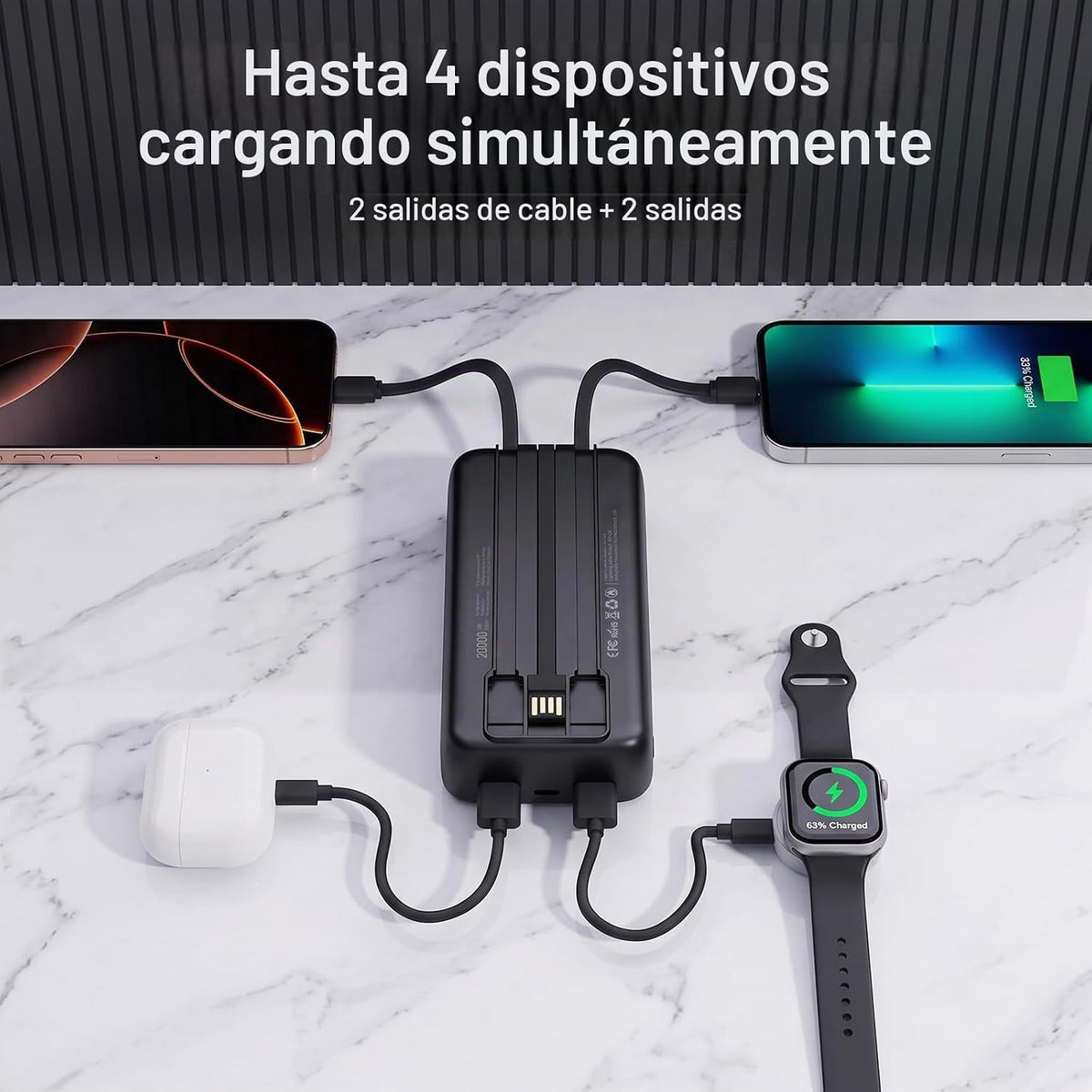 Paquete de 2 baterías de cargador portátil de 20000 mAh 2026 con ca...
