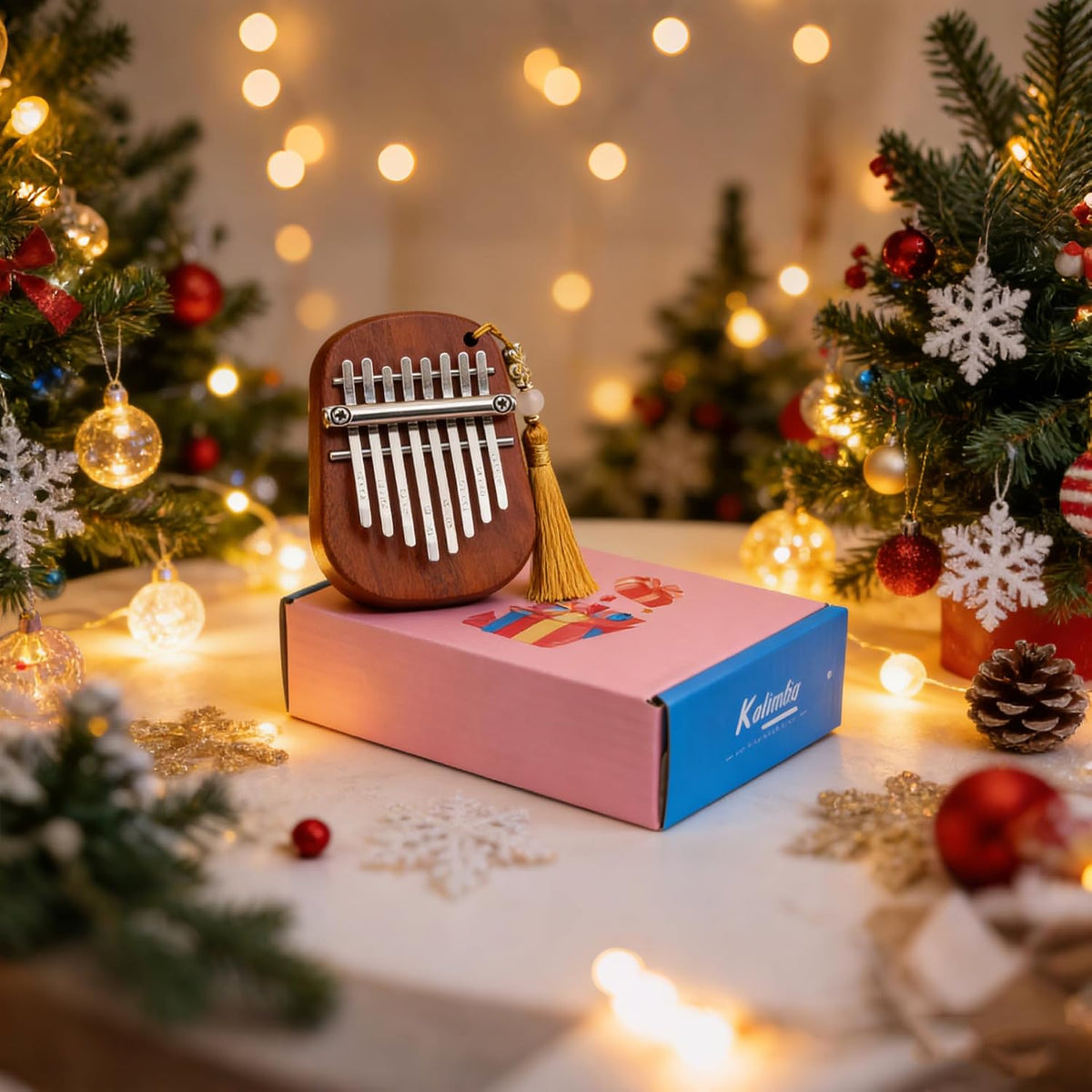 Mini piano de pulgar de 8 teclas, piano de pulgar de madera marimba...