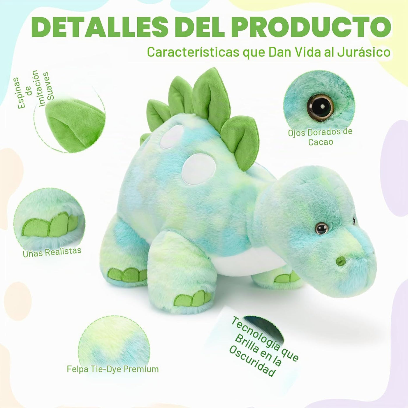 Karister Peluche de dinosaurio gigante para niñas, juguetes de pelu...