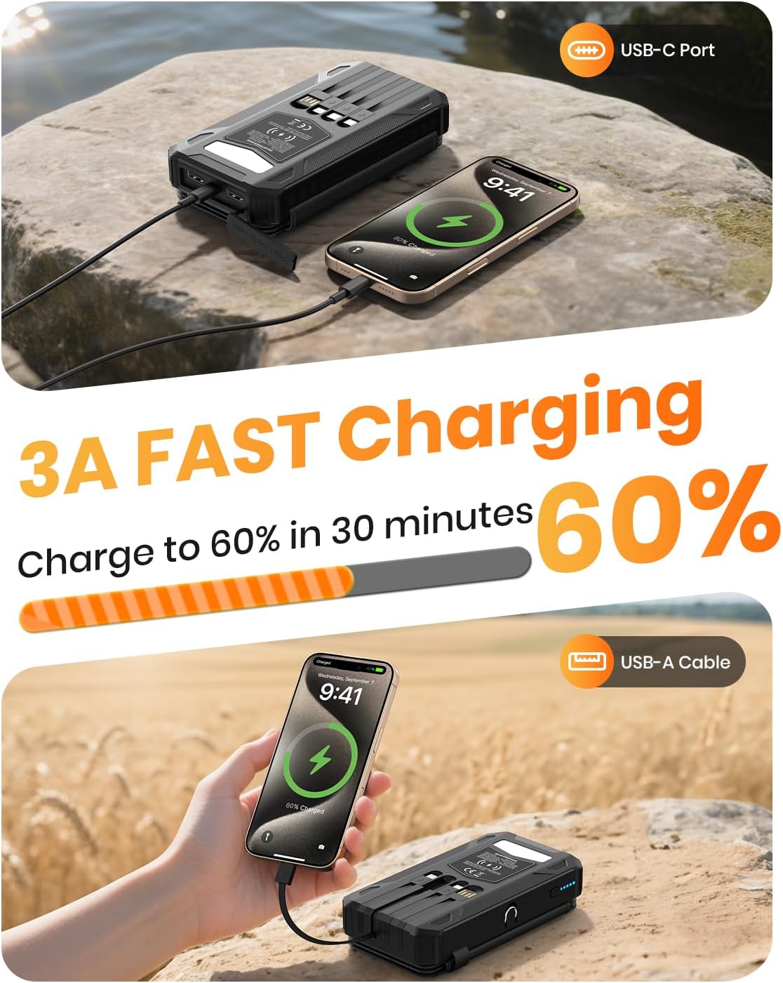 SOARAISE Cargador portátil inalámbrico del banco 48000mAh de la ene...