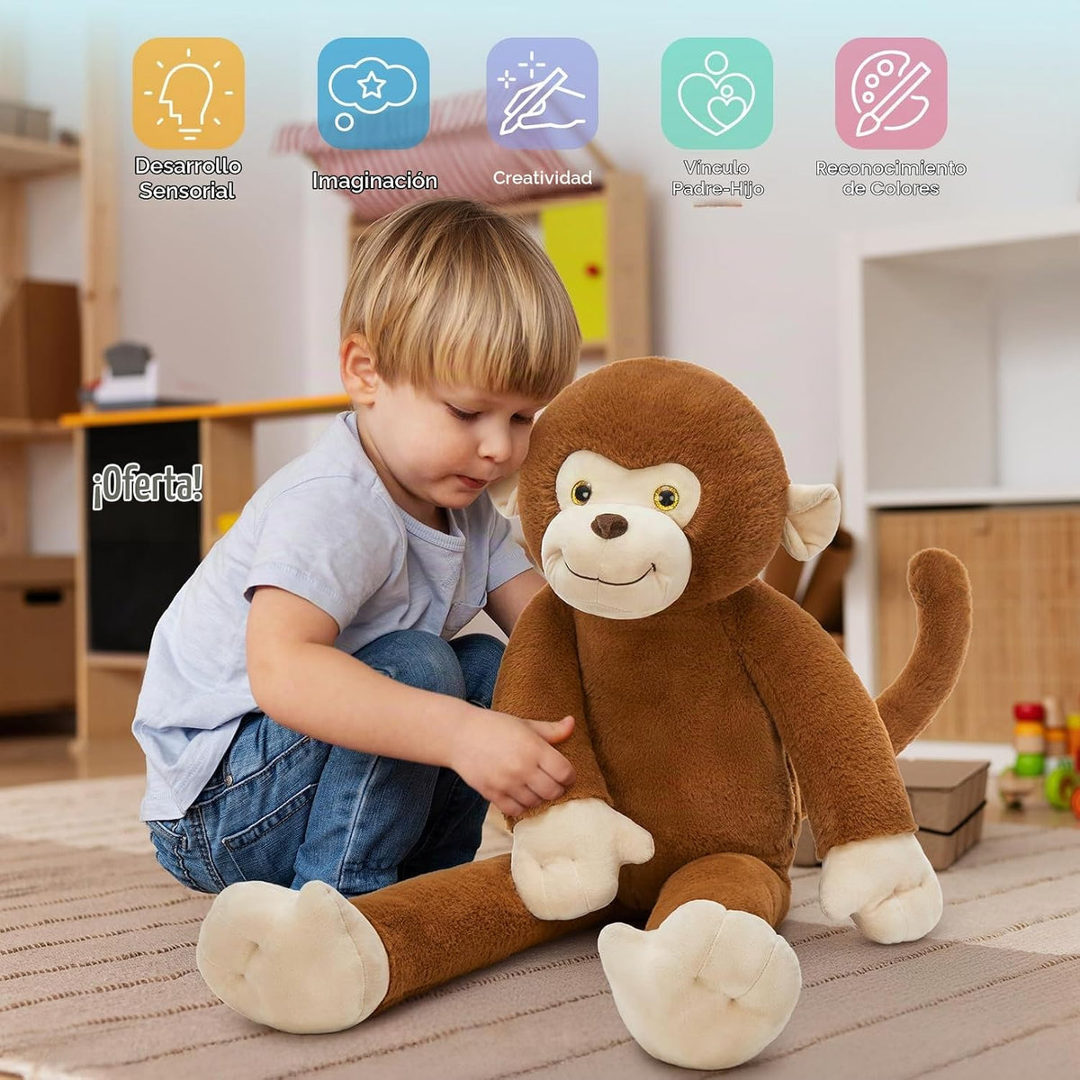 Tezituor Juguetes de mono de peluche de 1.45kg, mono gigante de 1 m...
