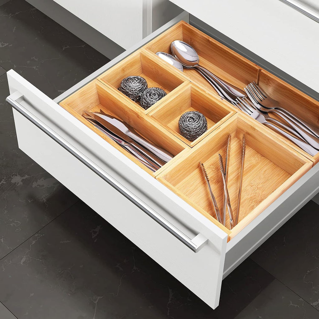 Fabsome Organizador de Cajones de Baño, Caja Contenedor de Bambú pa...