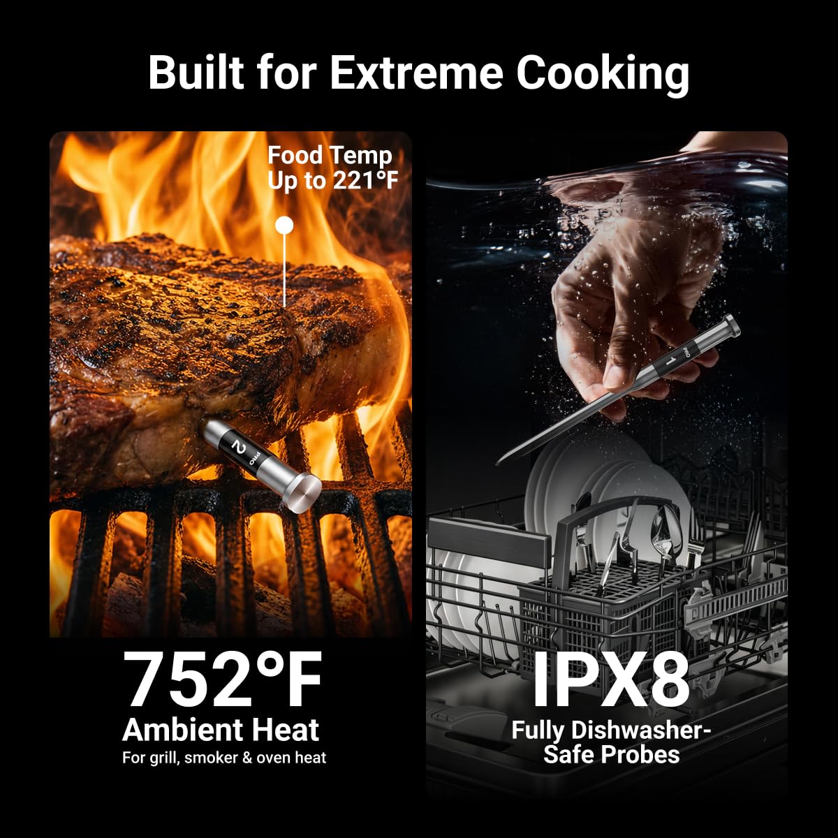 Termómetro inalámbrico para carne ThermoMaven de 3000 pies, no nece...