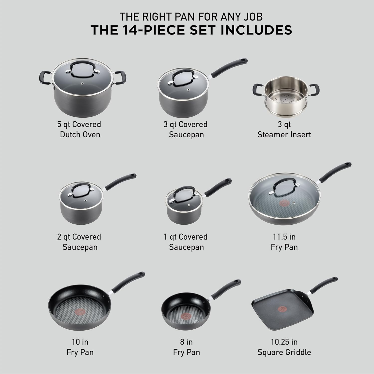 T-fal Ultimate - Juego de utensilios de cocina antiadherentes de al...