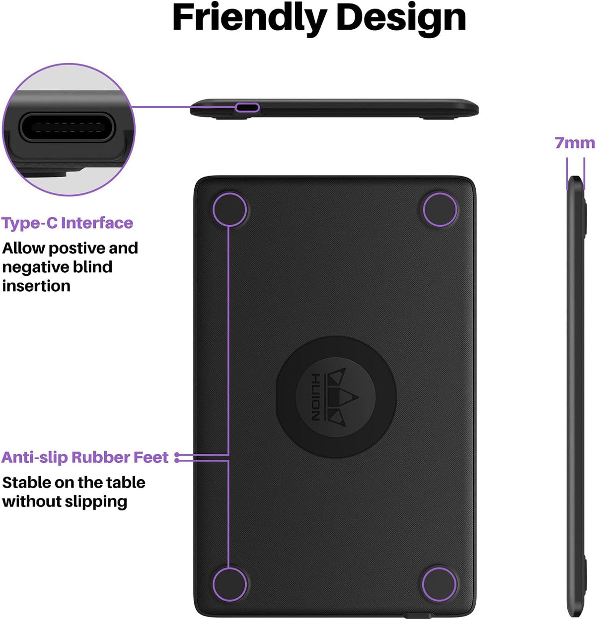 Tableta de dibujo HUION H420X, tableta gráfica con presión de lápiz...
