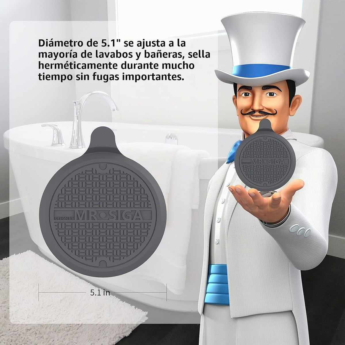 MR.SIGA Tapón de silicona para bañera, tapón de drenaje para ducha,...