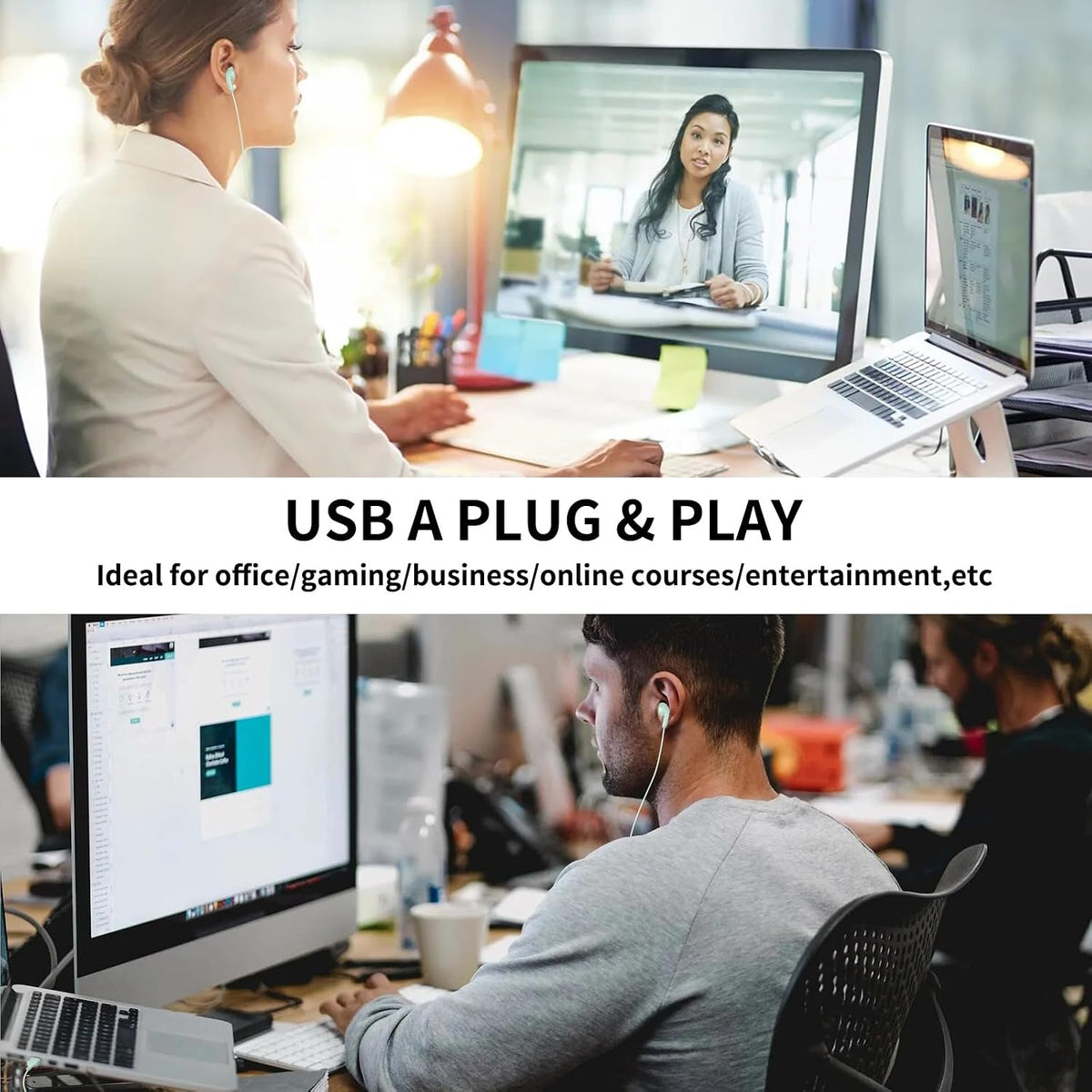 AIAUXAI Auriculares USB para PC,Auriculares con micrófono para comp...