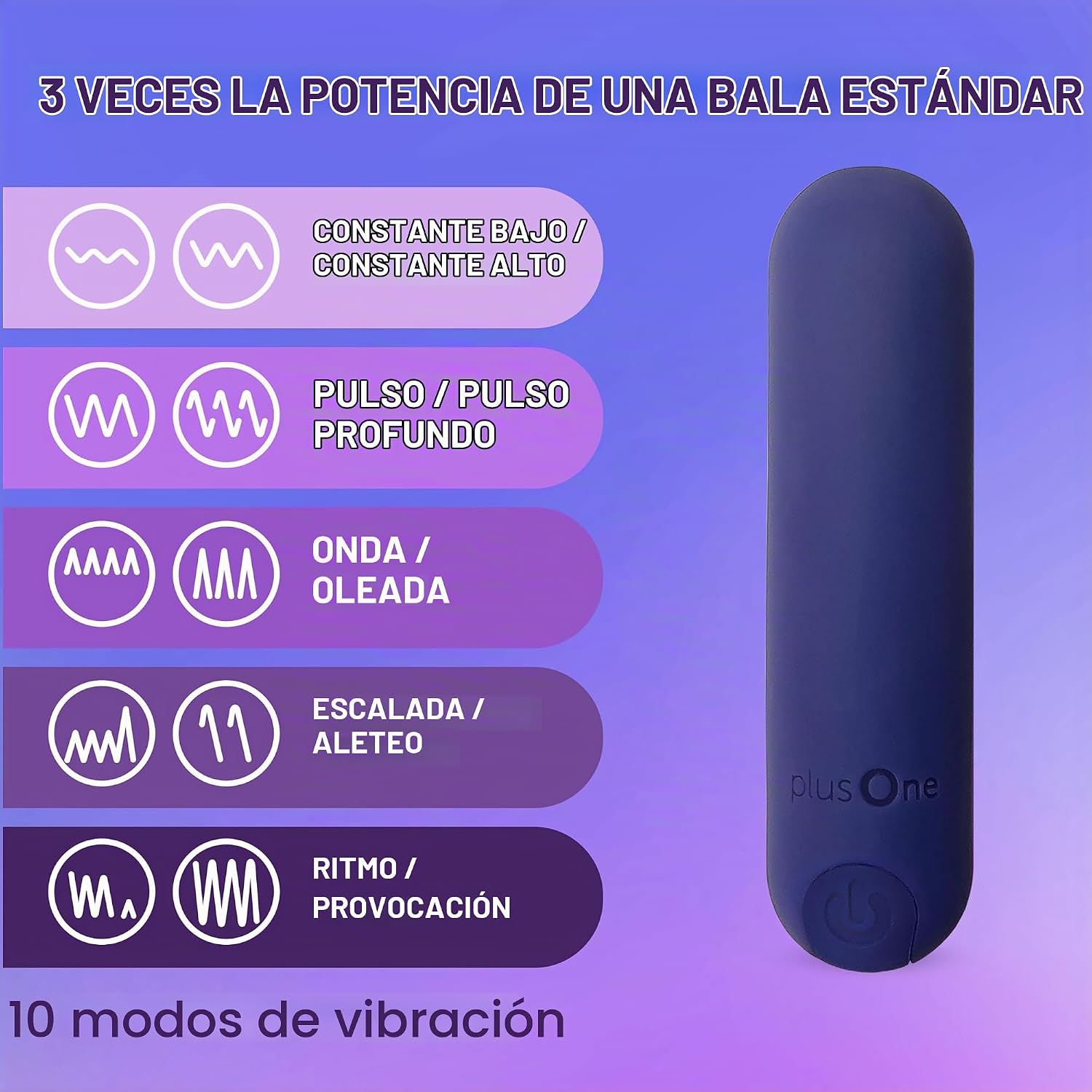 plusOne Vibrador bala para mujer, mini vibrador hecho de silicona s...