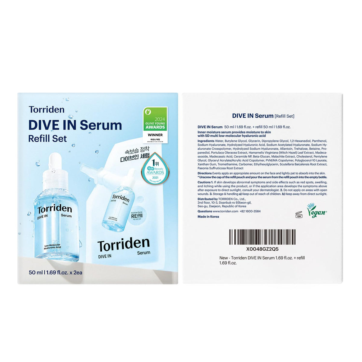 Torriden Suero DIVE IN de 1.69 onzas líquidas + bolsa de repuesto d...
