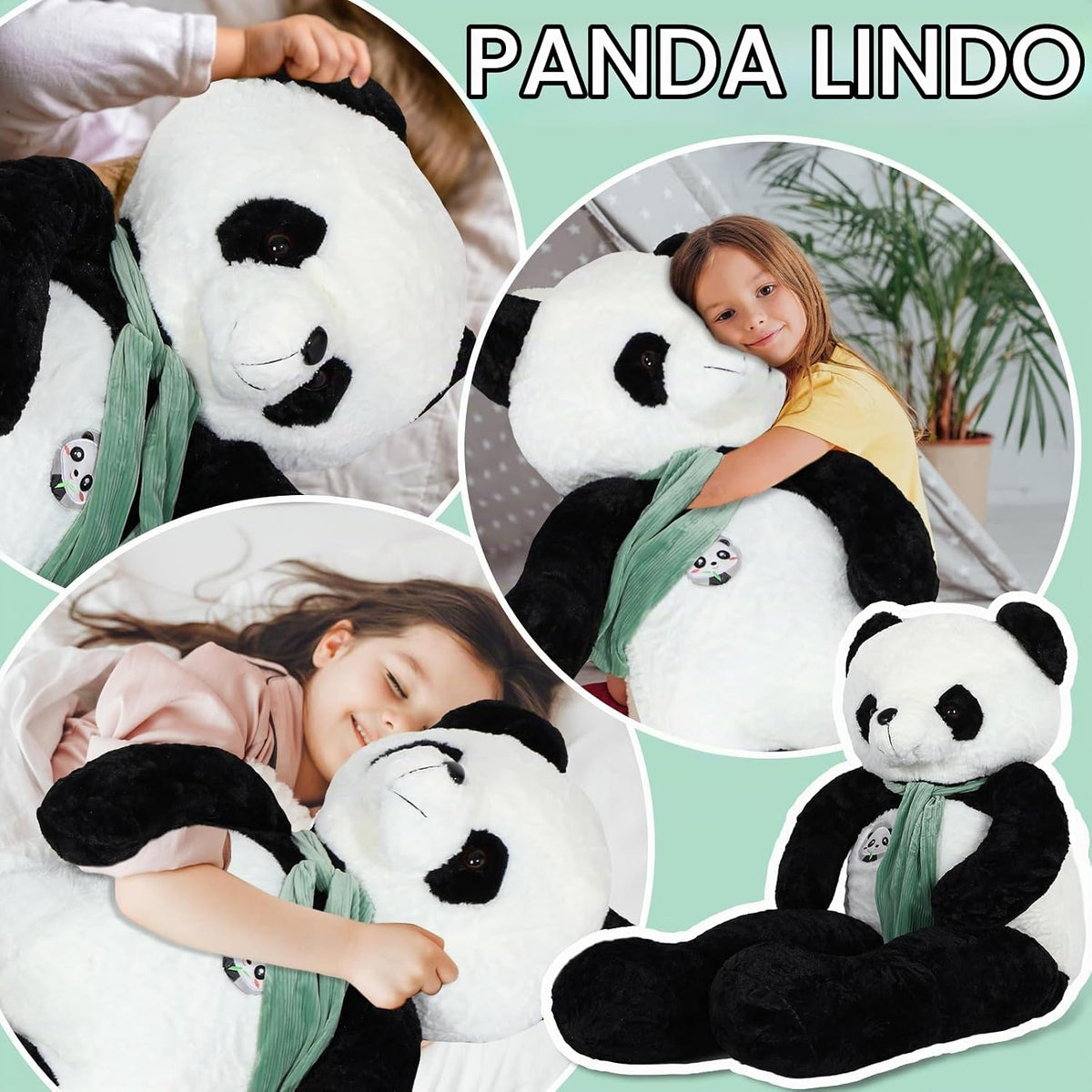 RoundFunny Peluche de oso panda gigante de 63 pulgadas | Animal de...