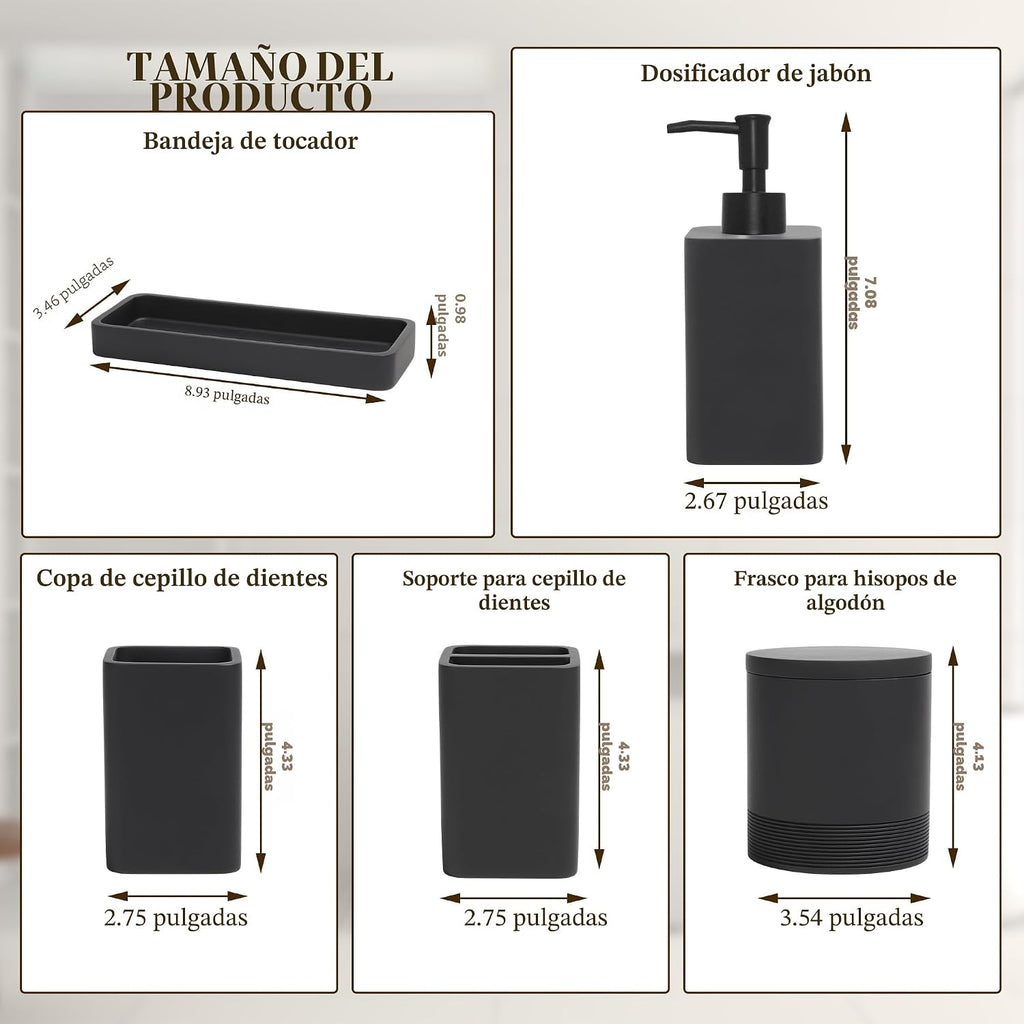 YMXYJM Juego de accesorios de baño, juego de baño de 6 piezas con s...