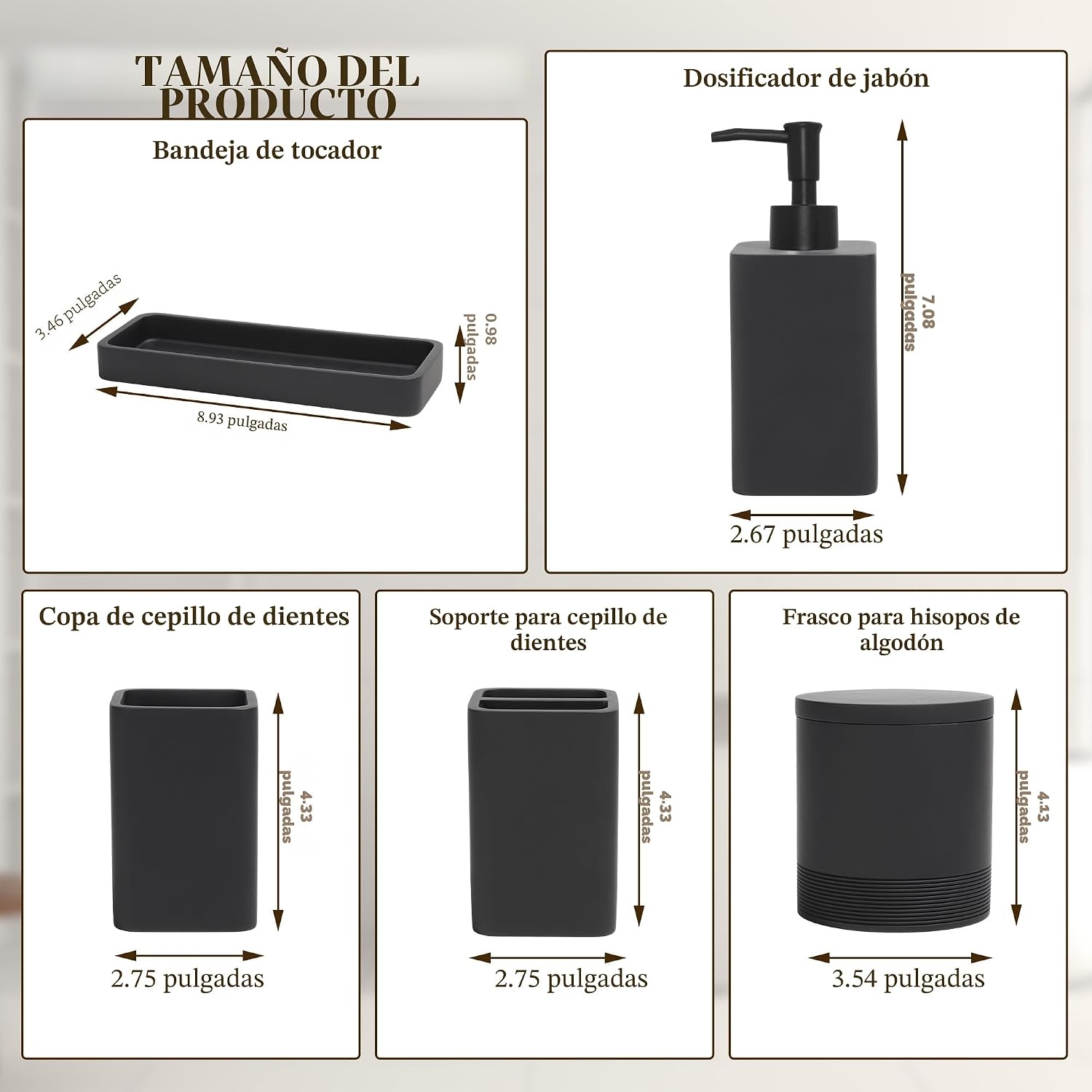 YMXYJM Juego de accesorios de baño, juego de baño de 6 piezas con s...