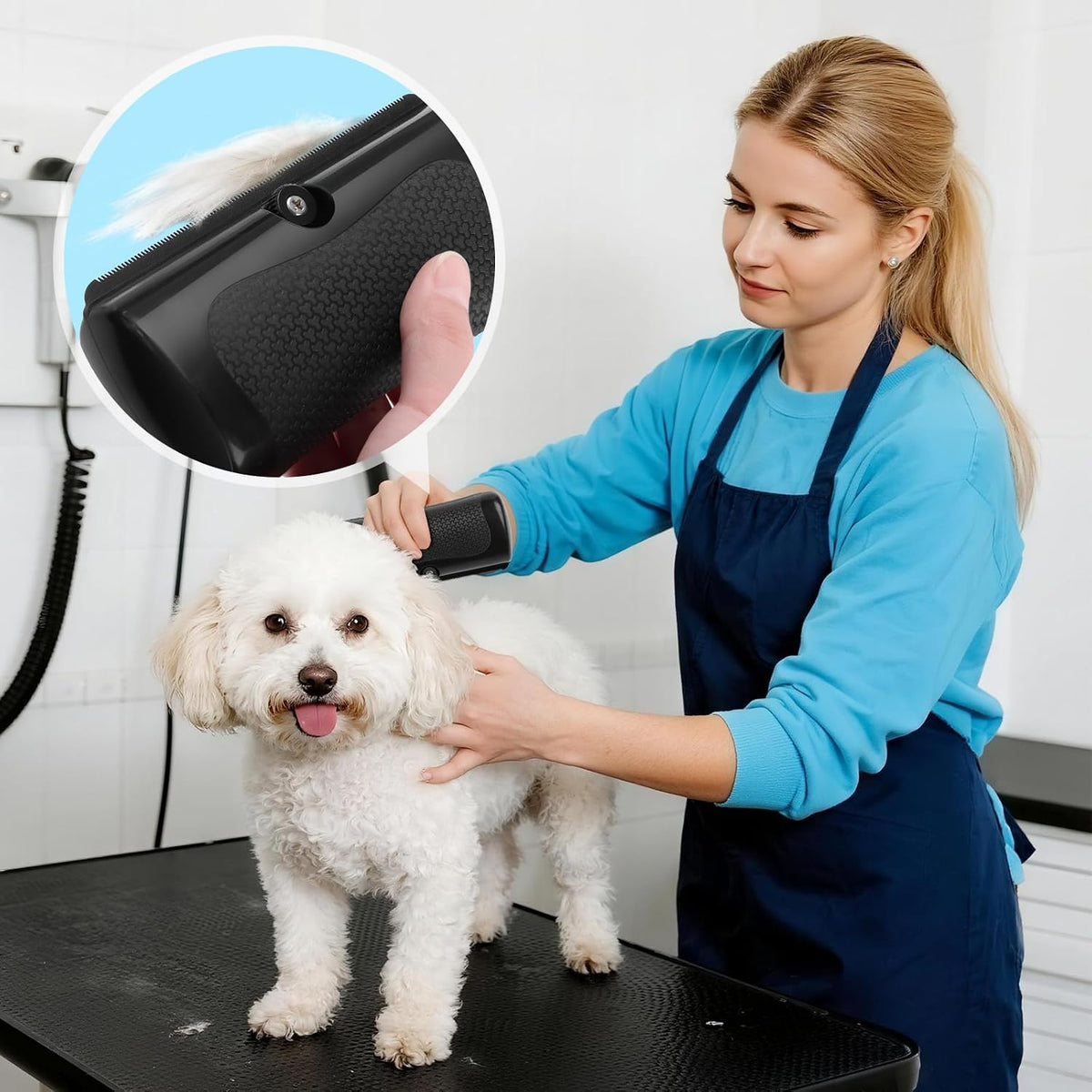 Cepillo para perros Deshedding para peluquería, herramienta ergonóm...