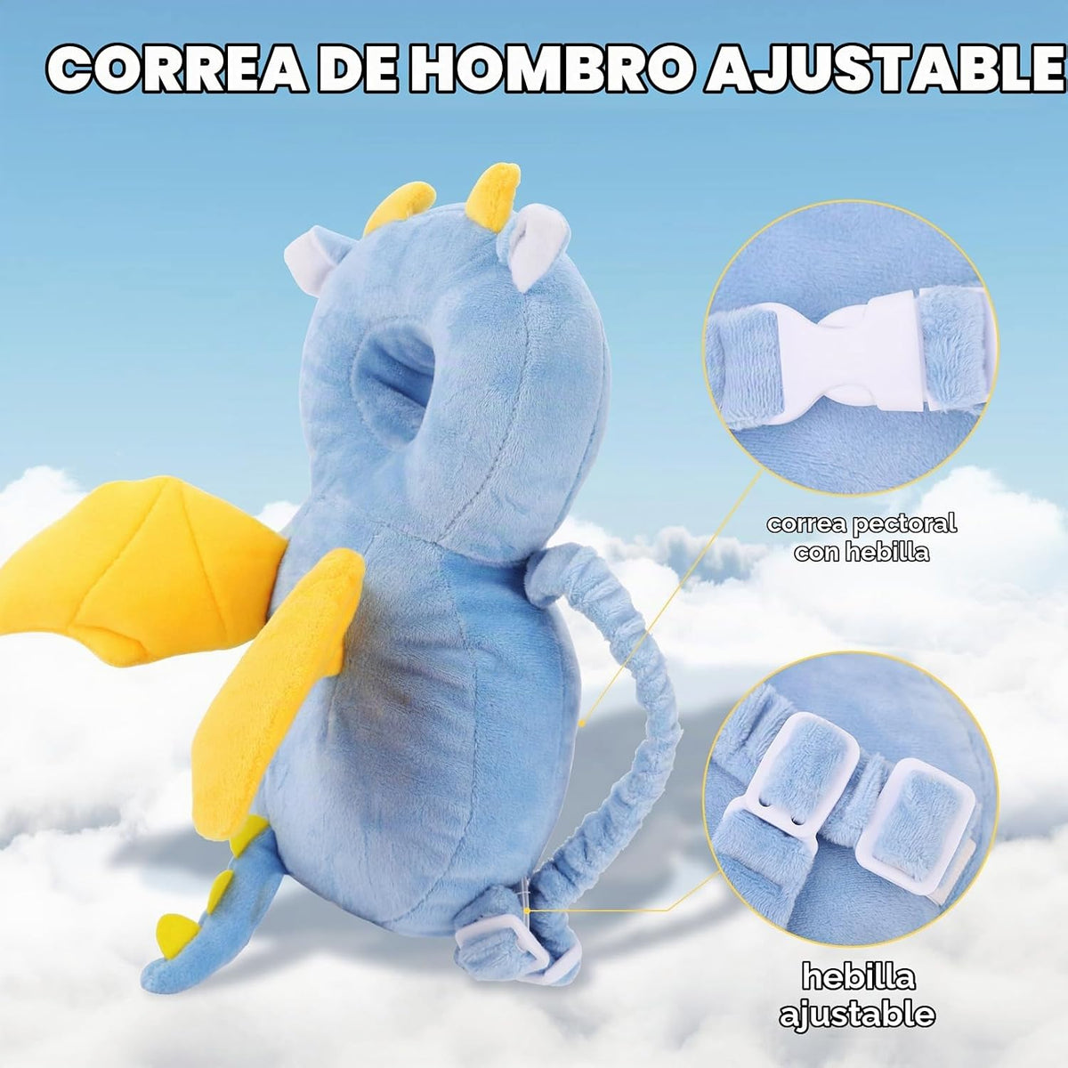 Mochila de protección para la cabeza del bebé, suave y cómoda, boni...