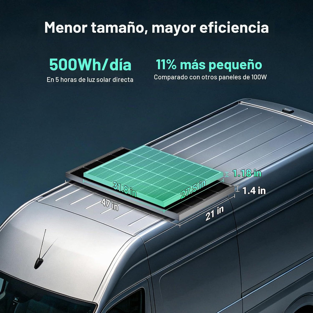 Panel solar HQST 100W 12V, 9BB, 23% de alta eficiencia, celdas de...