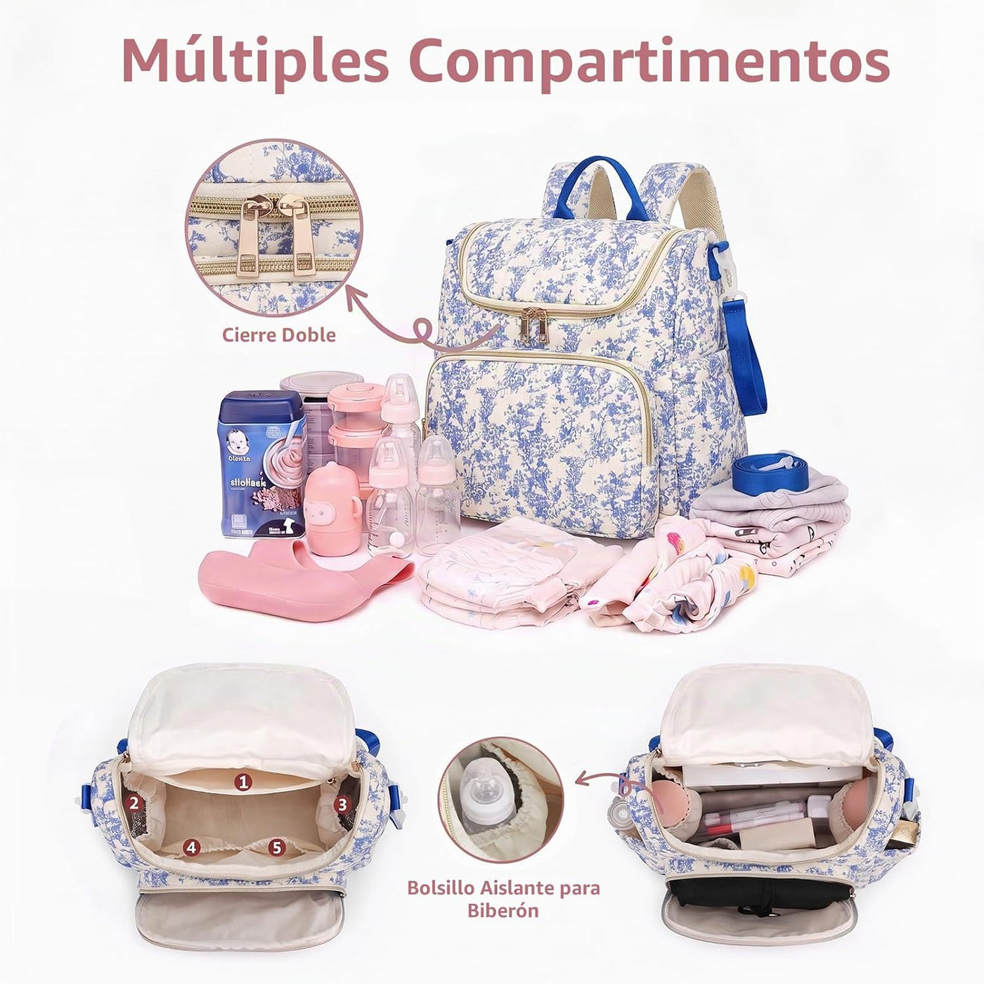 YESFIXS Mochila acolchada para pañales, mochila grande con estampad...