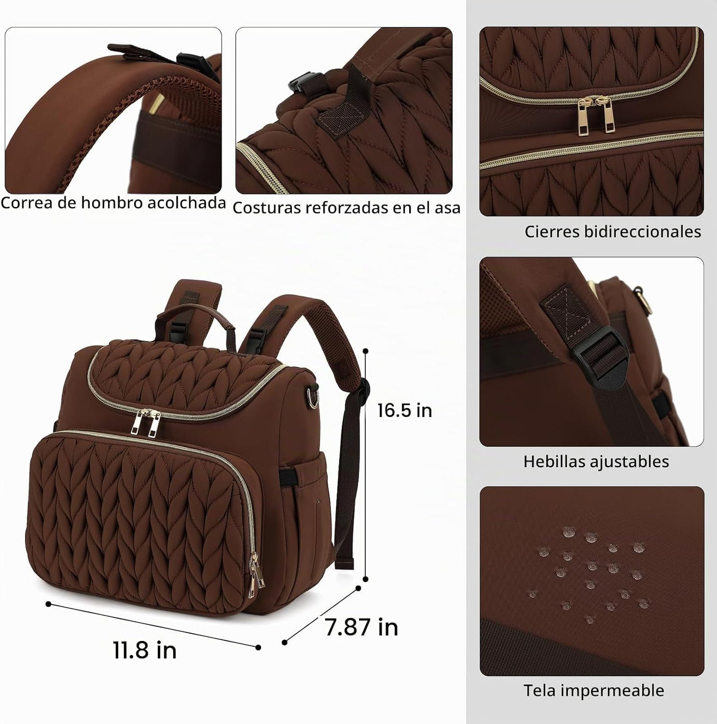 Bevkois Mochila pequeña para pañales acolchada, mini bolsa cruzada...
