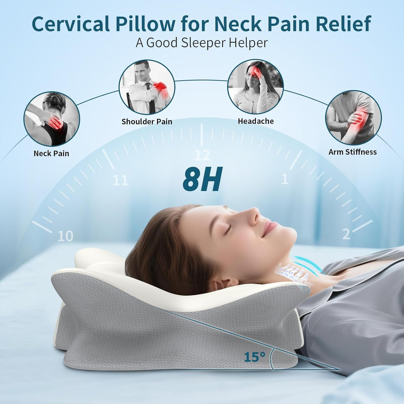 Almohada cervical para aliviar el dolor de cuello y hombros, almoha...