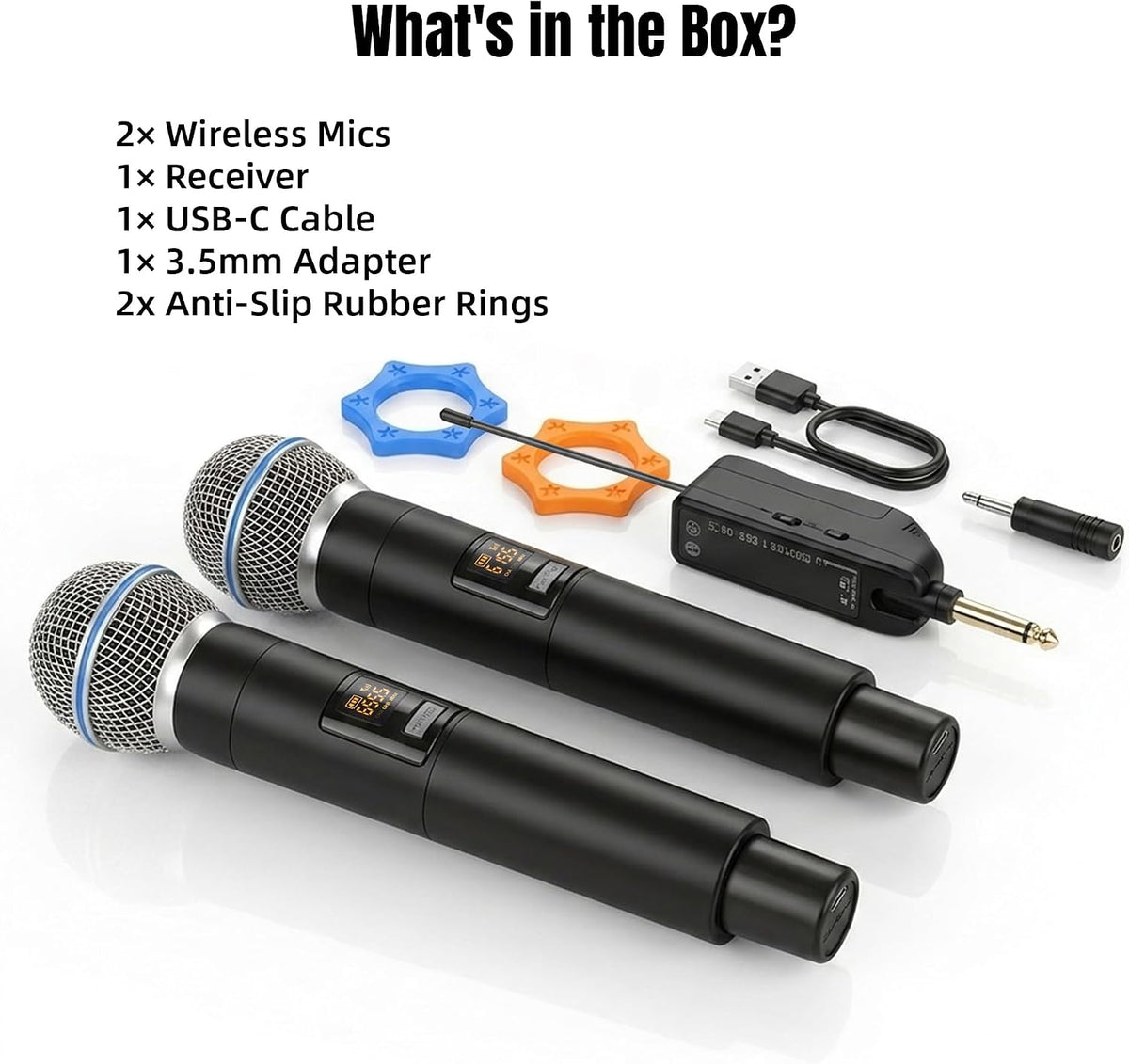 HAMAPA Micrófono inalámbrico de karaoke, micrófono inalámbrico dual...
