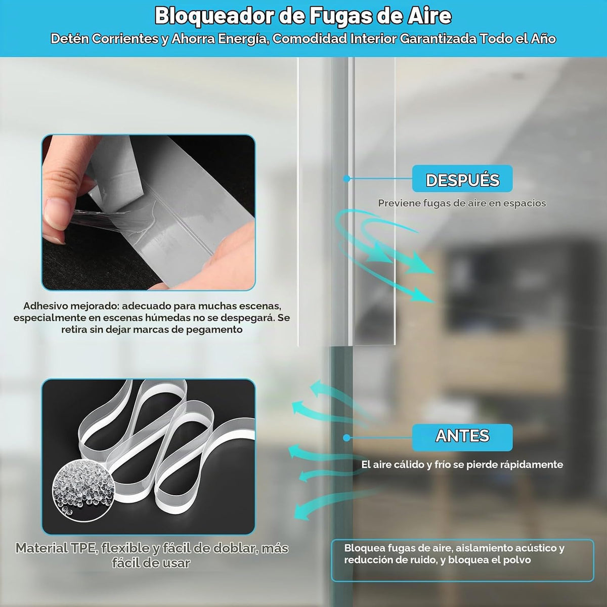 Greymond Sello de puerta burlete para puerta, sello de puerta de 40...