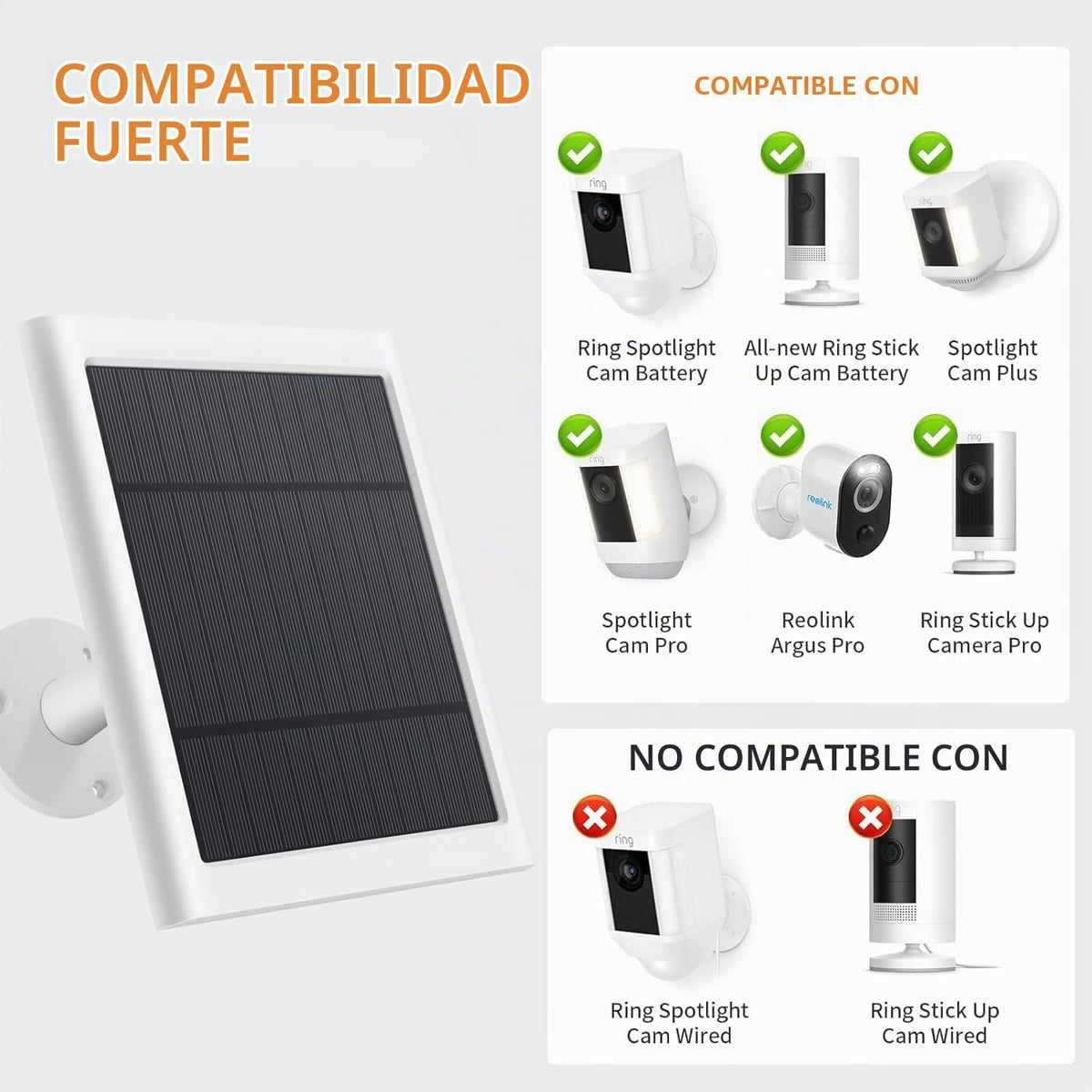 Panel solar para cámara de anillo, paquete de 3 cargadores solares...