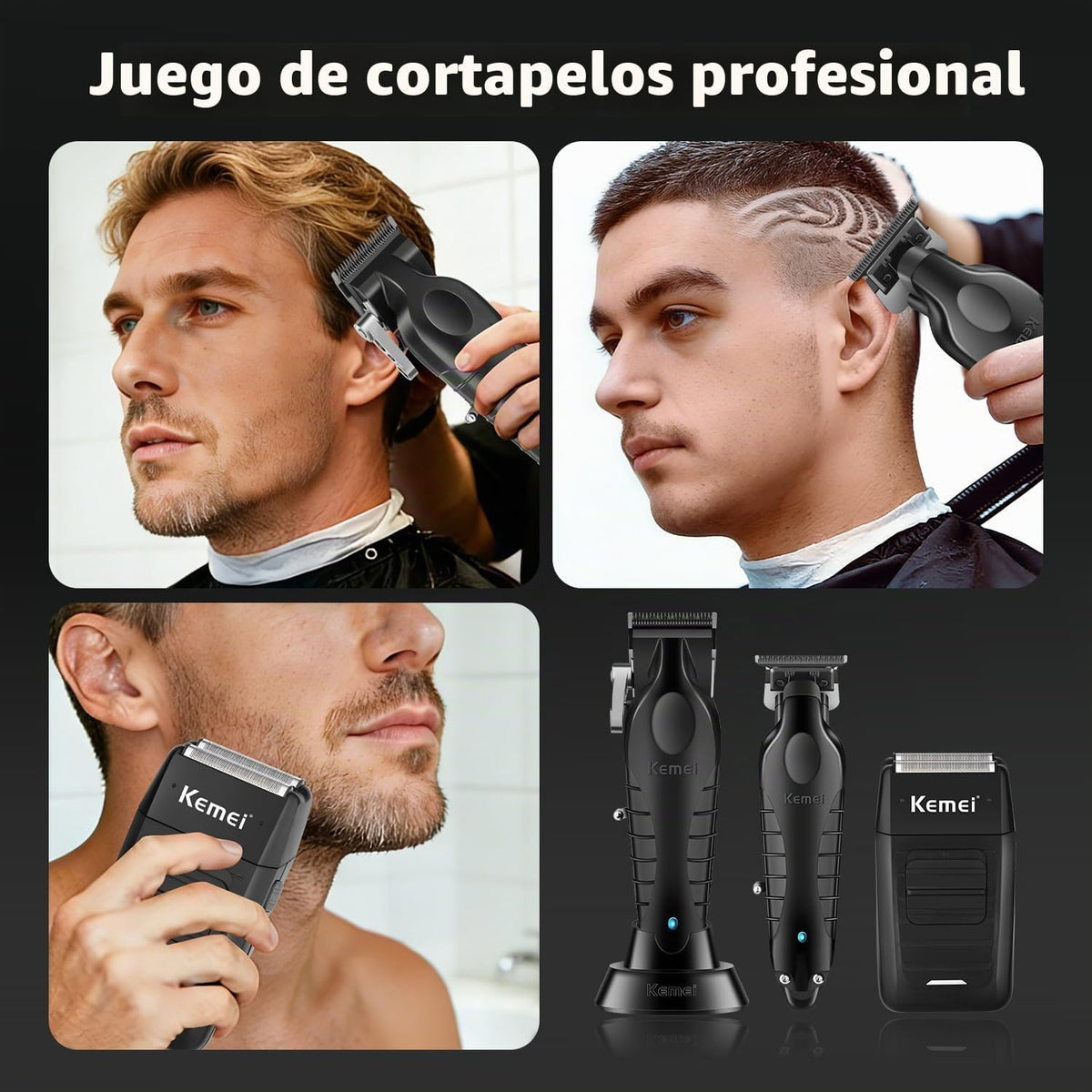 KEMEI Cortadora de pelo, recortadora de pelo, juego de afeitadora d...