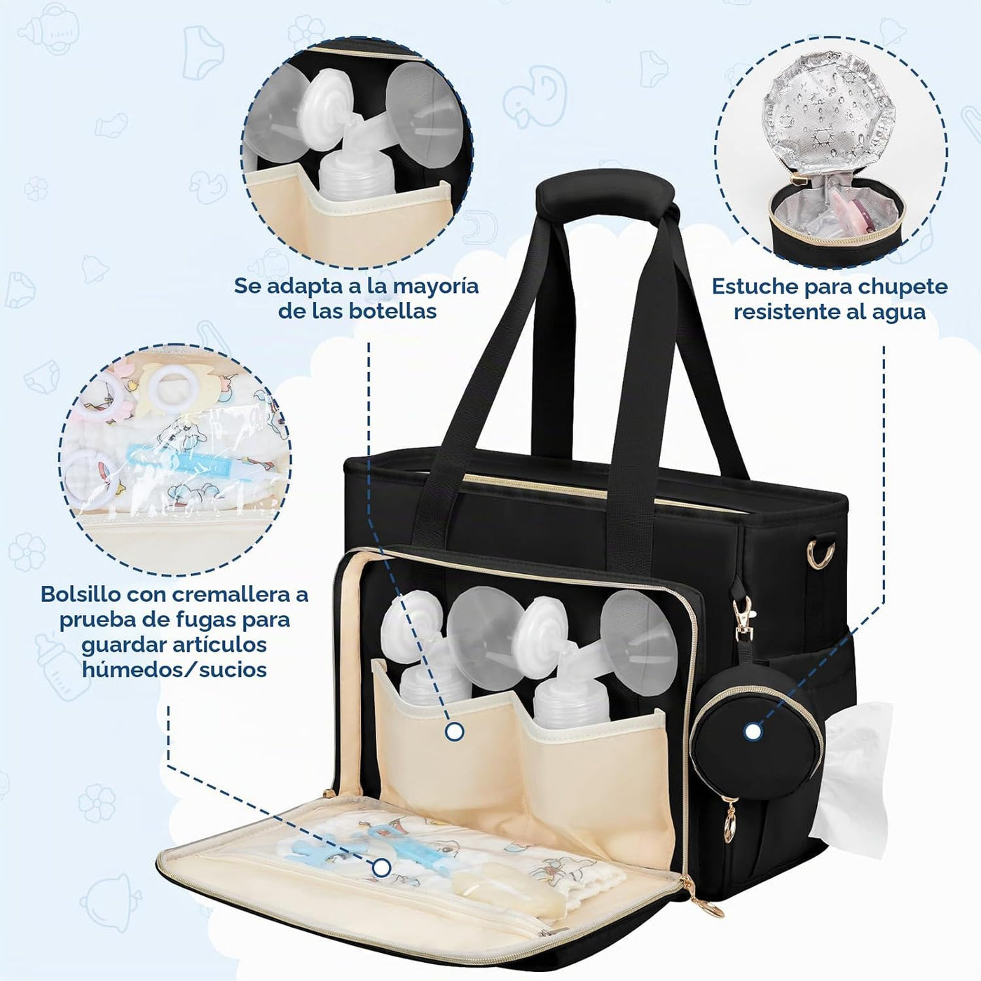 GDNasist Bolsa de pañales, bolsa de pañales de viaje de gran capaci...