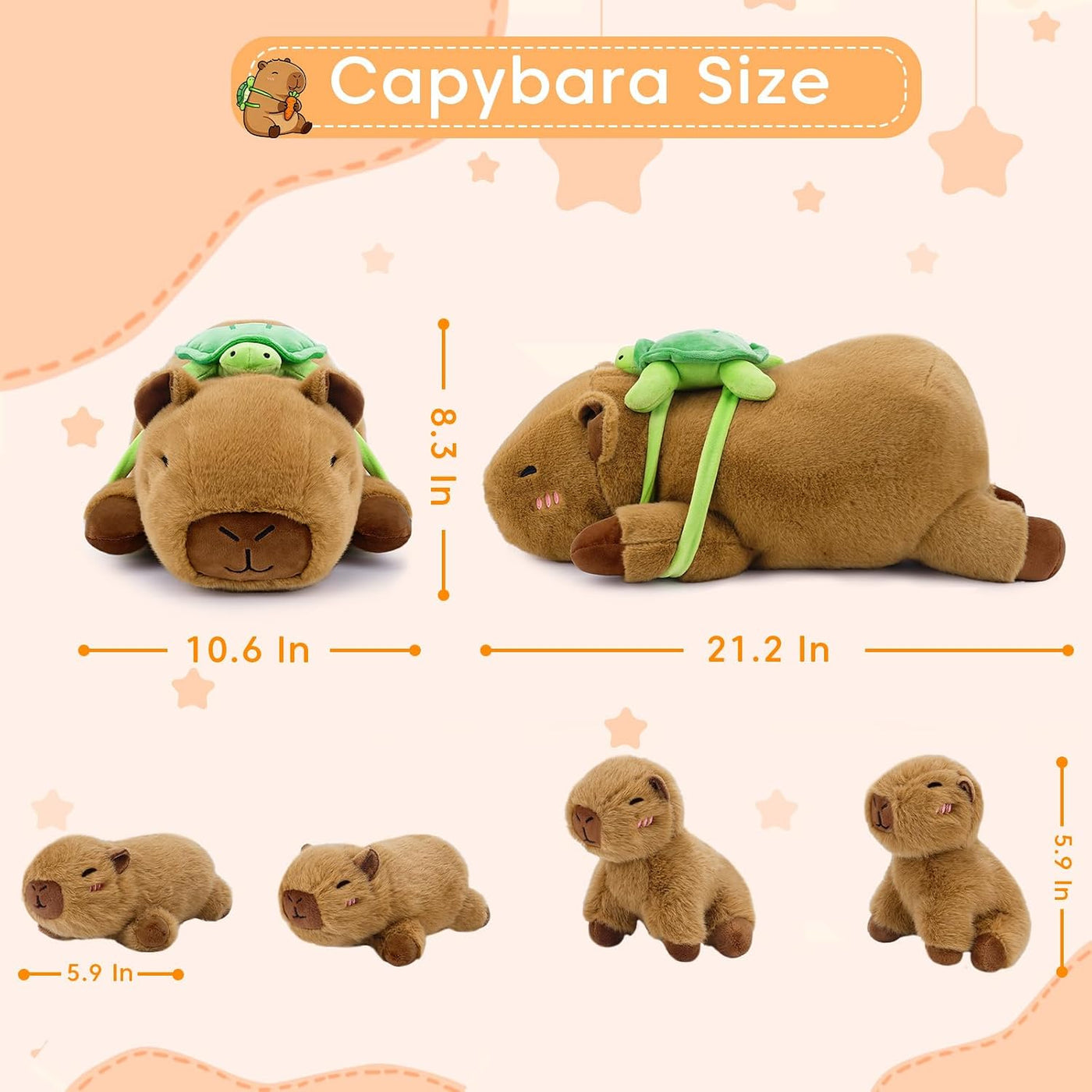 SQEQE Capybara - Animales de peluche con bebés en el interior, pelu...